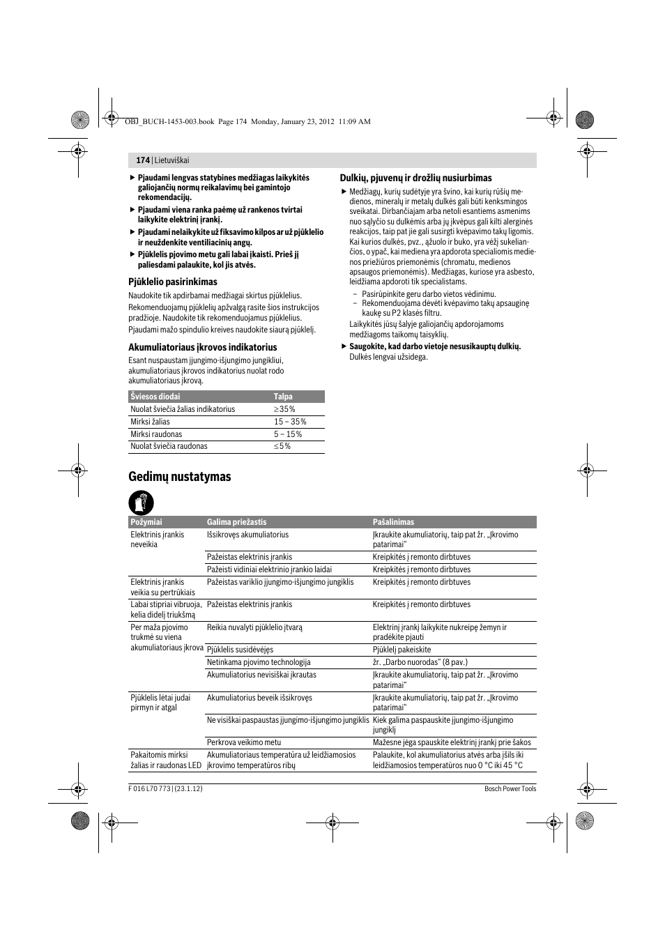 Gedimų nustatymas | Bosch Keo User Manual | Page 174 / 181