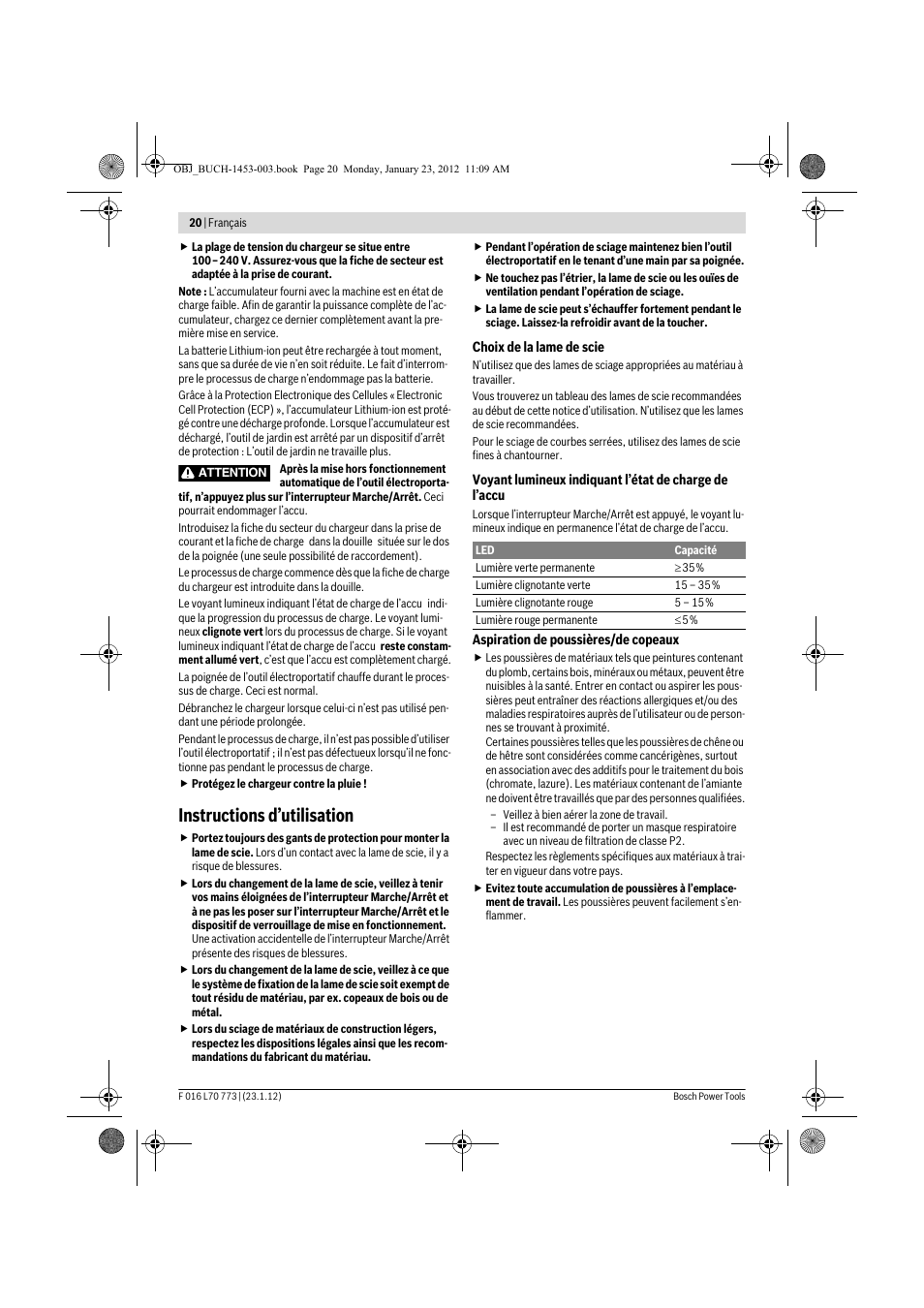 Instructions d’utilisation | Bosch Keo User Manual | Page 20 / 181