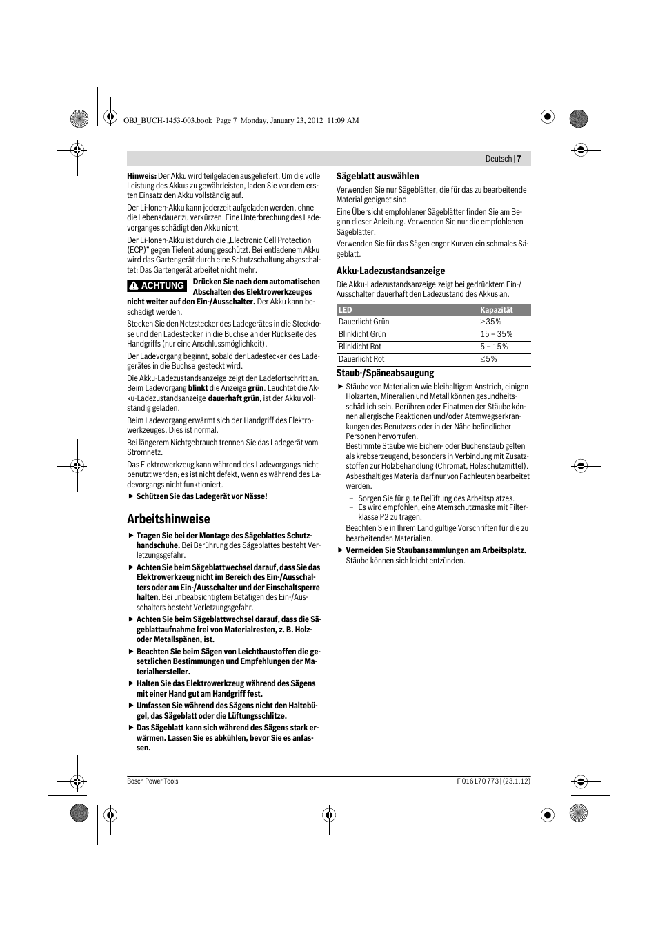 Arbeitshinweise | Bosch Keo User Manual | Page 7 / 181