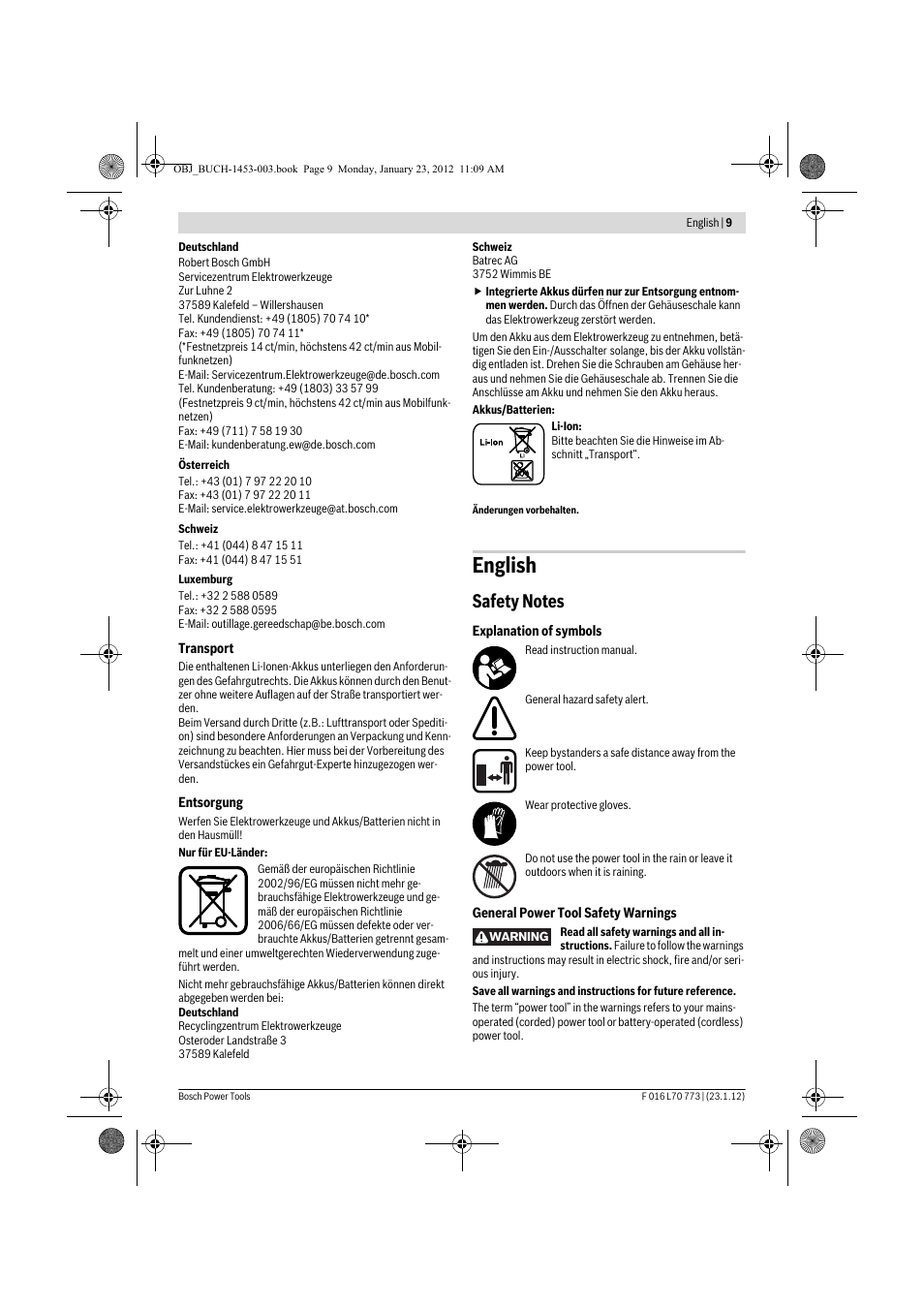 English | Bosch Keo User Manual | Page 9 / 181