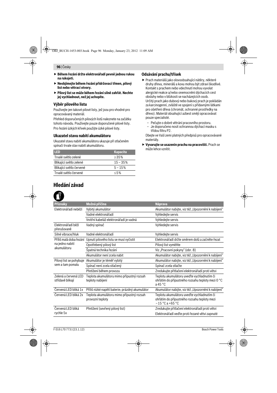 Hledání závad | Bosch Keo User Manual | Page 96 / 181