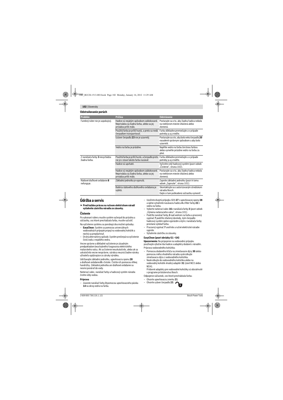 Údržba a servis | Bosch PPR 250 User Manual | Page 102 / 171