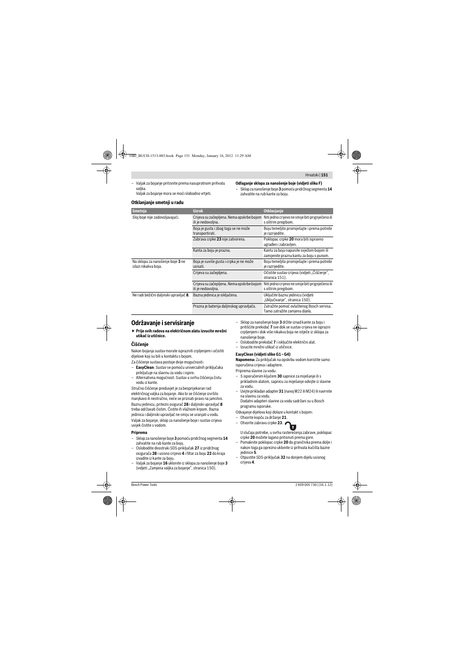 Održavanje i servisiranje | Bosch PPR 250 User Manual | Page 151 / 171