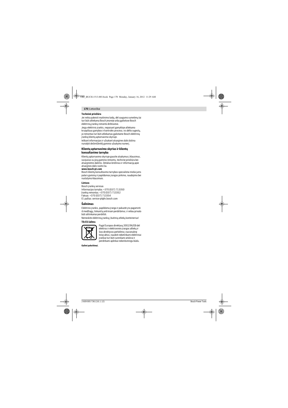 Bosch PPR 250 User Manual | Page 170 / 171