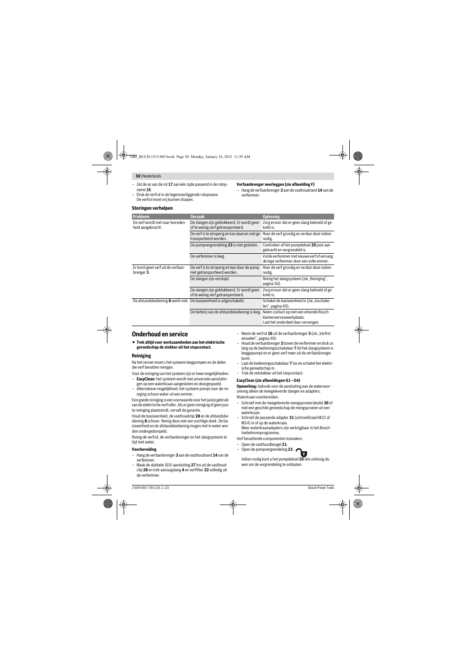 Onderhoud en service | Bosch PPR 250 User Manual | Page 50 / 171