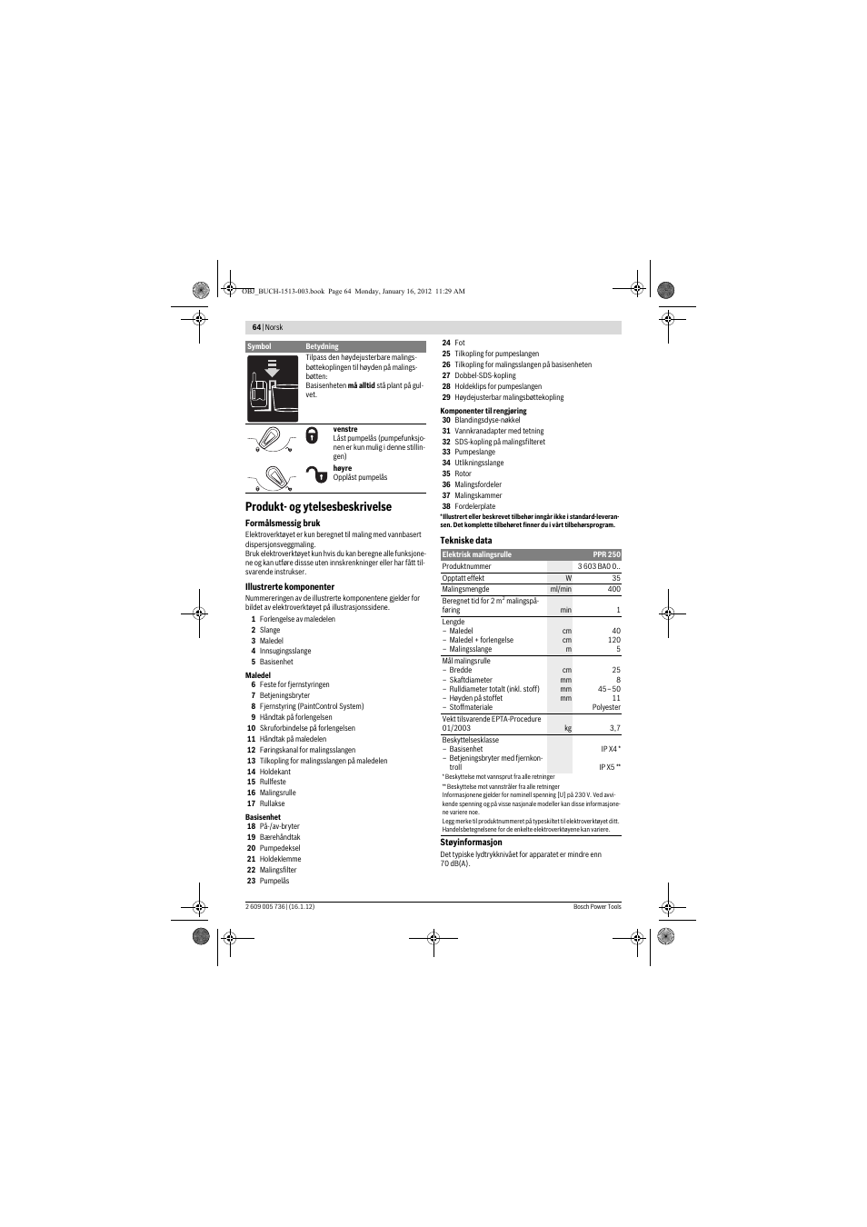 Produkt- og ytelsesbeskrivelse | Bosch PPR 250 User Manual | Page 64 / 171