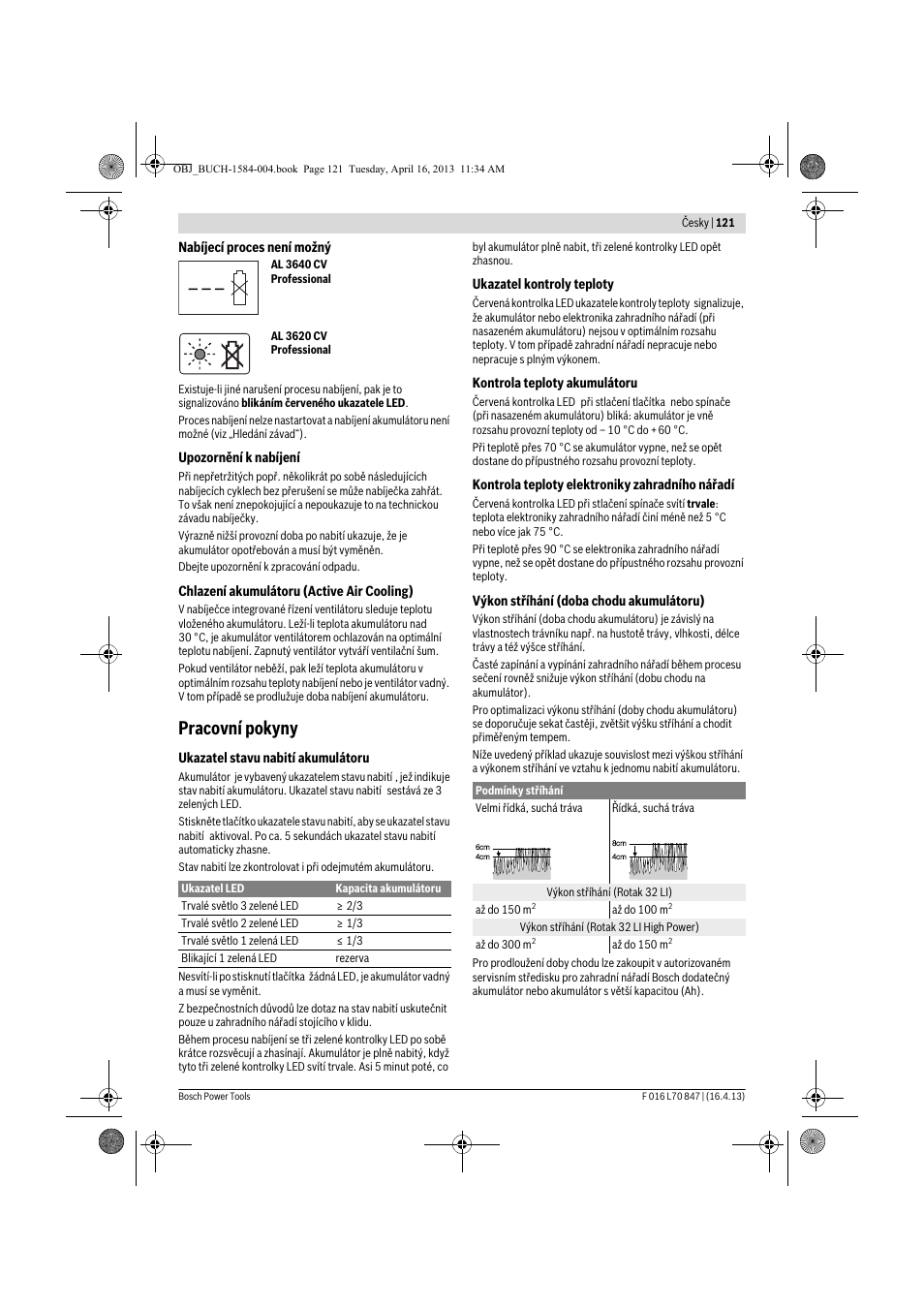 Pracovní pokyny | Bosch Rotak 32 LI User Manual | Page 121 / 248