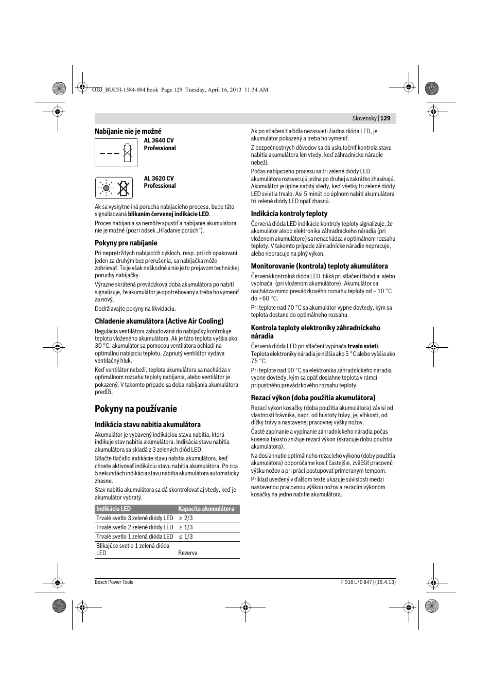 Pokyny na používanie | Bosch Rotak 32 LI User Manual | Page 129 / 248