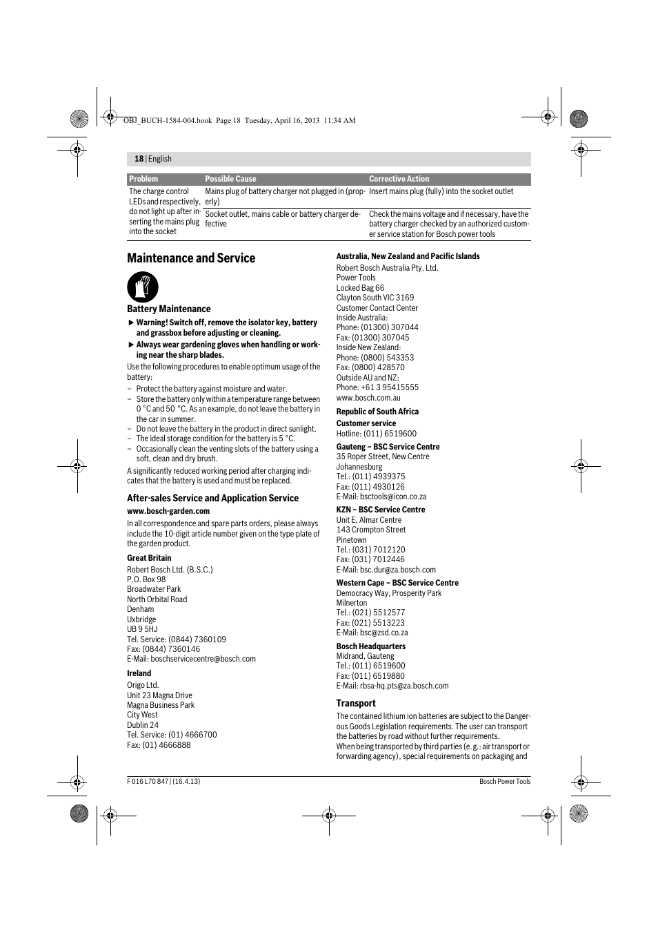 Maintenance and service | Bosch Rotak 32 LI User Manual | Page 18 / 248