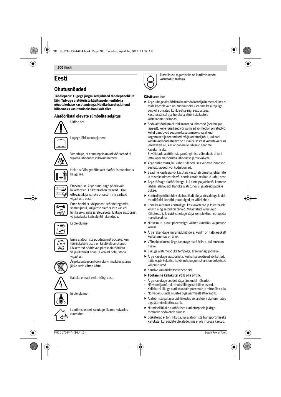 Eesti, Ohutusnõuded | Bosch Rotak 32 LI User Manual | Page 200 / 248