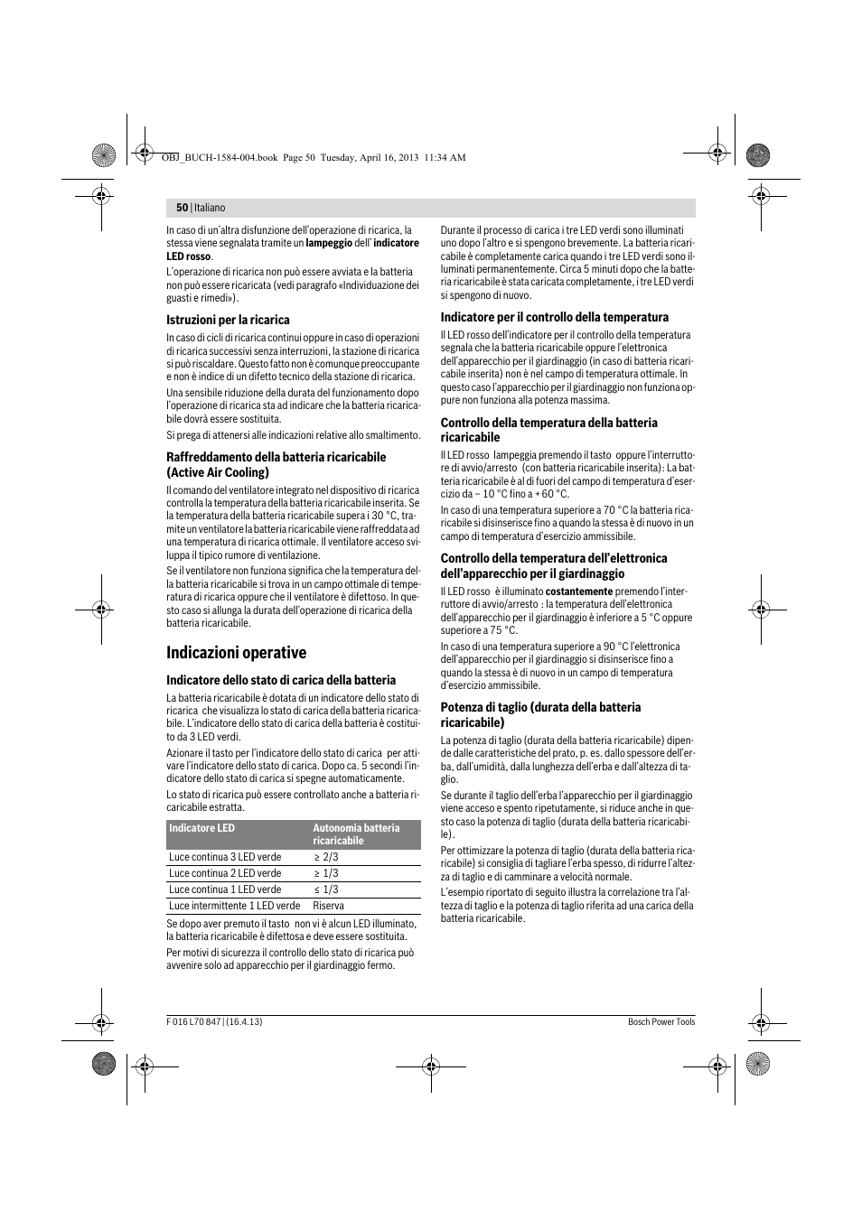 Indicazioni operative | Bosch Rotak 32 LI User Manual | Page 50 / 248