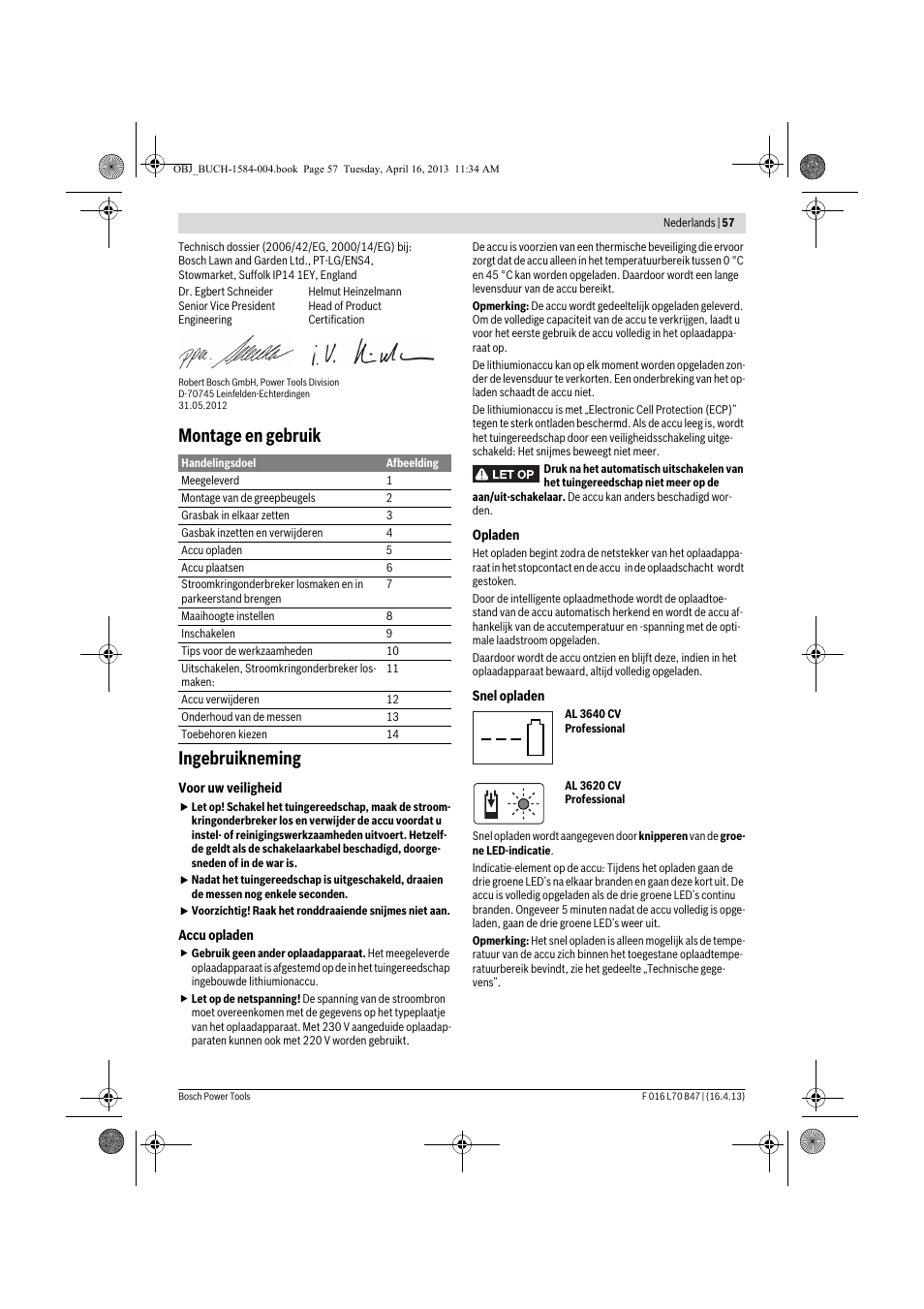 Montage en gebruik ingebruikneming | Bosch Rotak 32 LI User Manual | Page 57 / 248