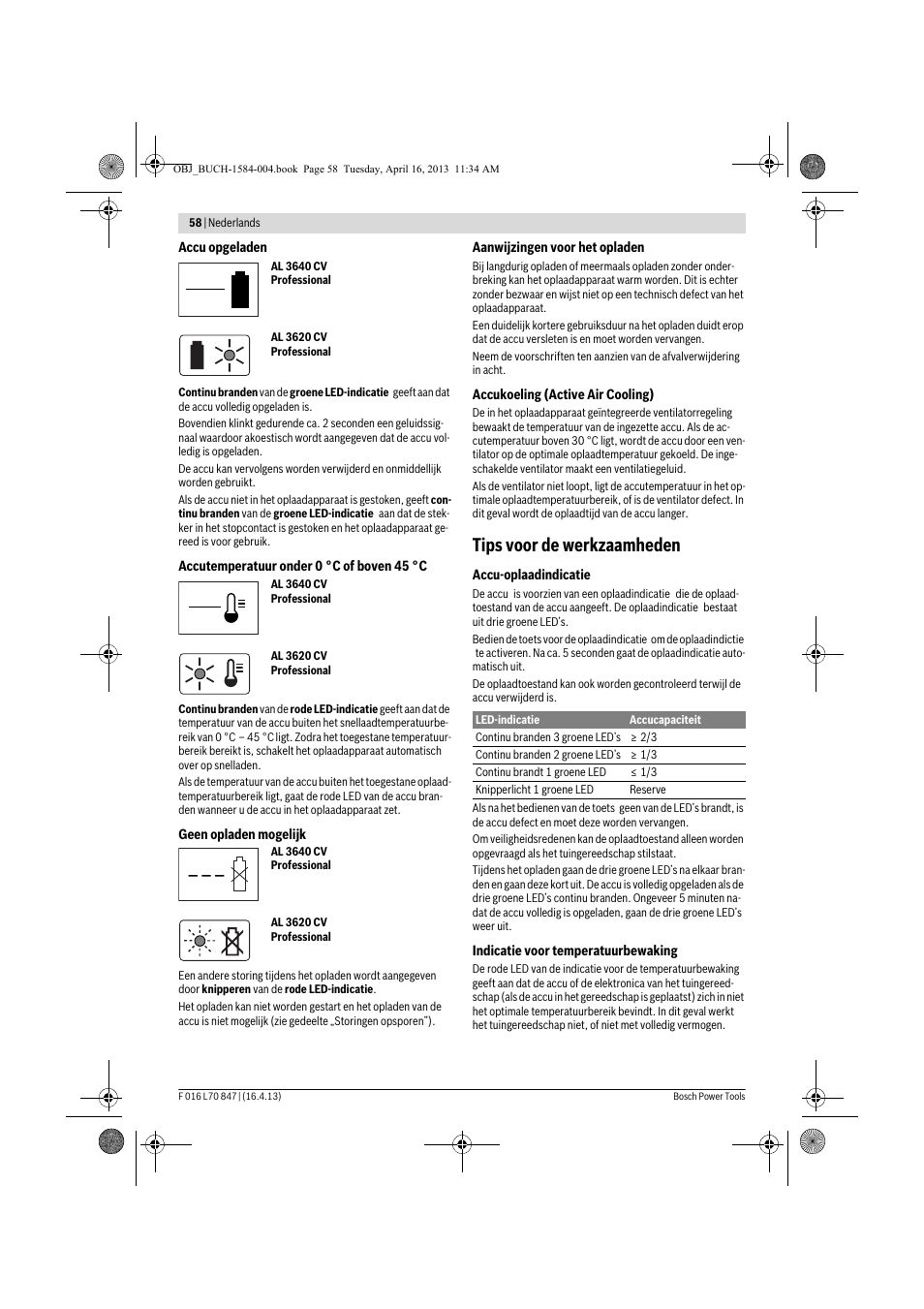 Tips voor de werkzaamheden | Bosch Rotak 32 LI User Manual | Page 58 / 248