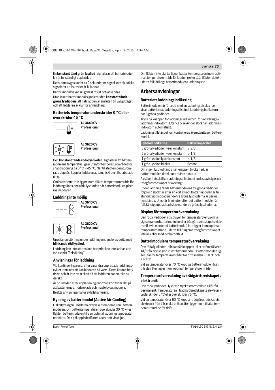 Arbetsanvisningar | Bosch Rotak 32 LI User Manual | Page 73 / 248