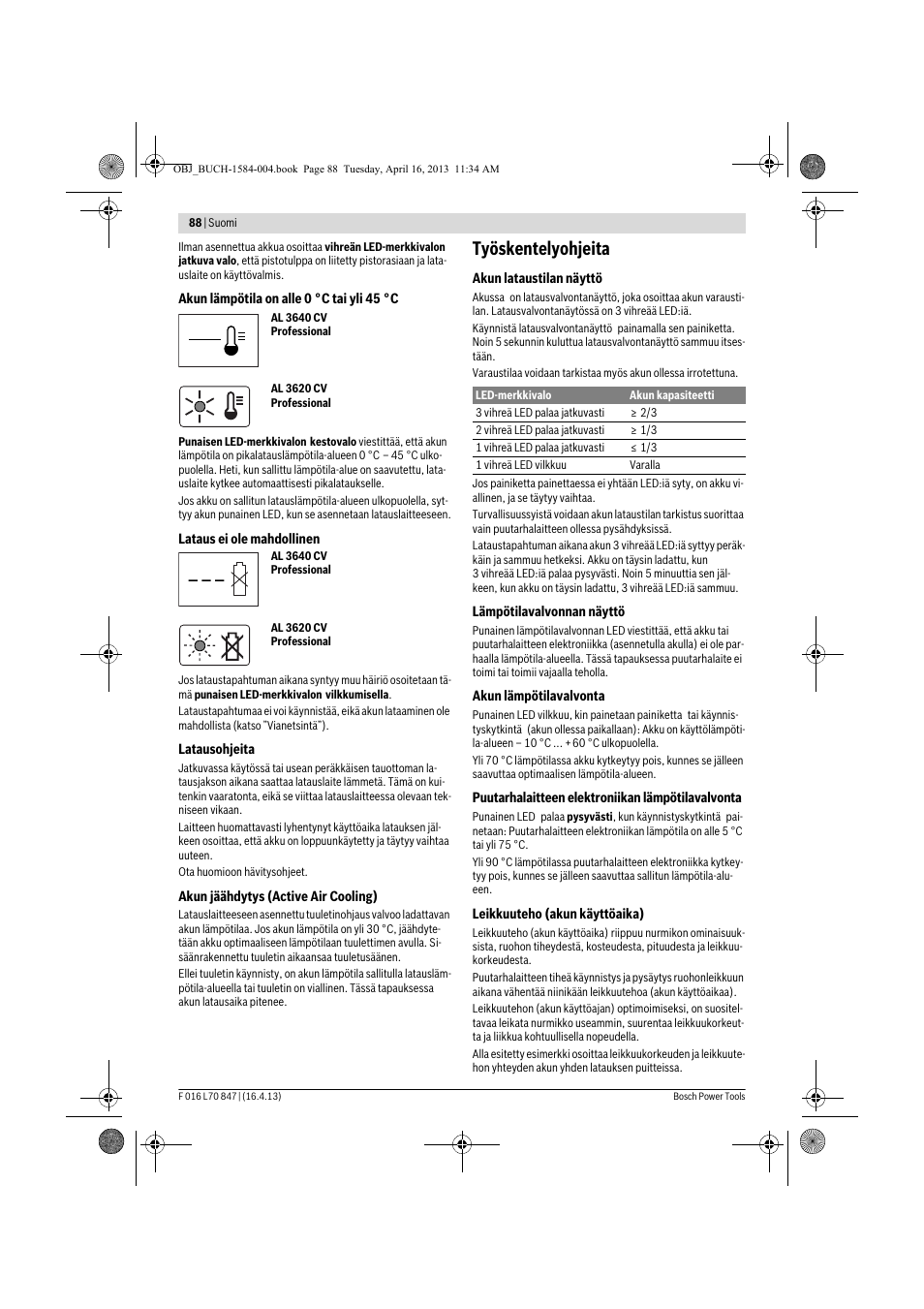 Työskentelyohjeita | Bosch Rotak 32 LI User Manual | Page 88 / 248