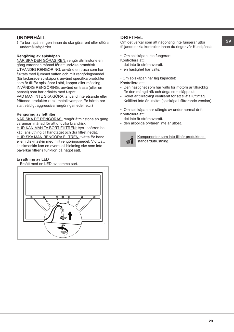 Underhåll, Driftfel | Best CIRRUS User Manual | Page 29 / 40