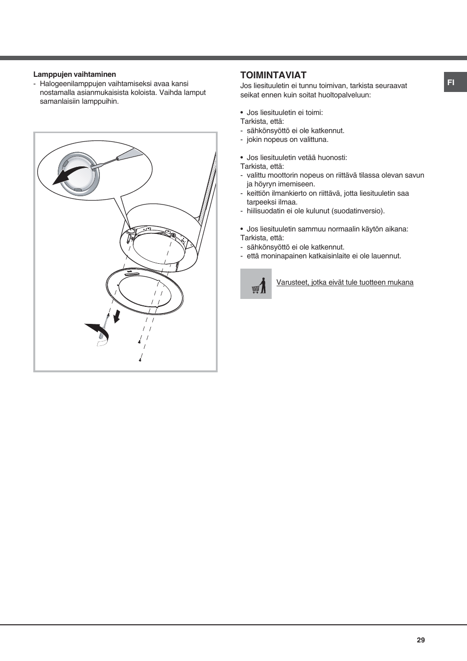 Toimintaviat | Best VERTIGO DOUBLE User Manual | Page 29 / 40