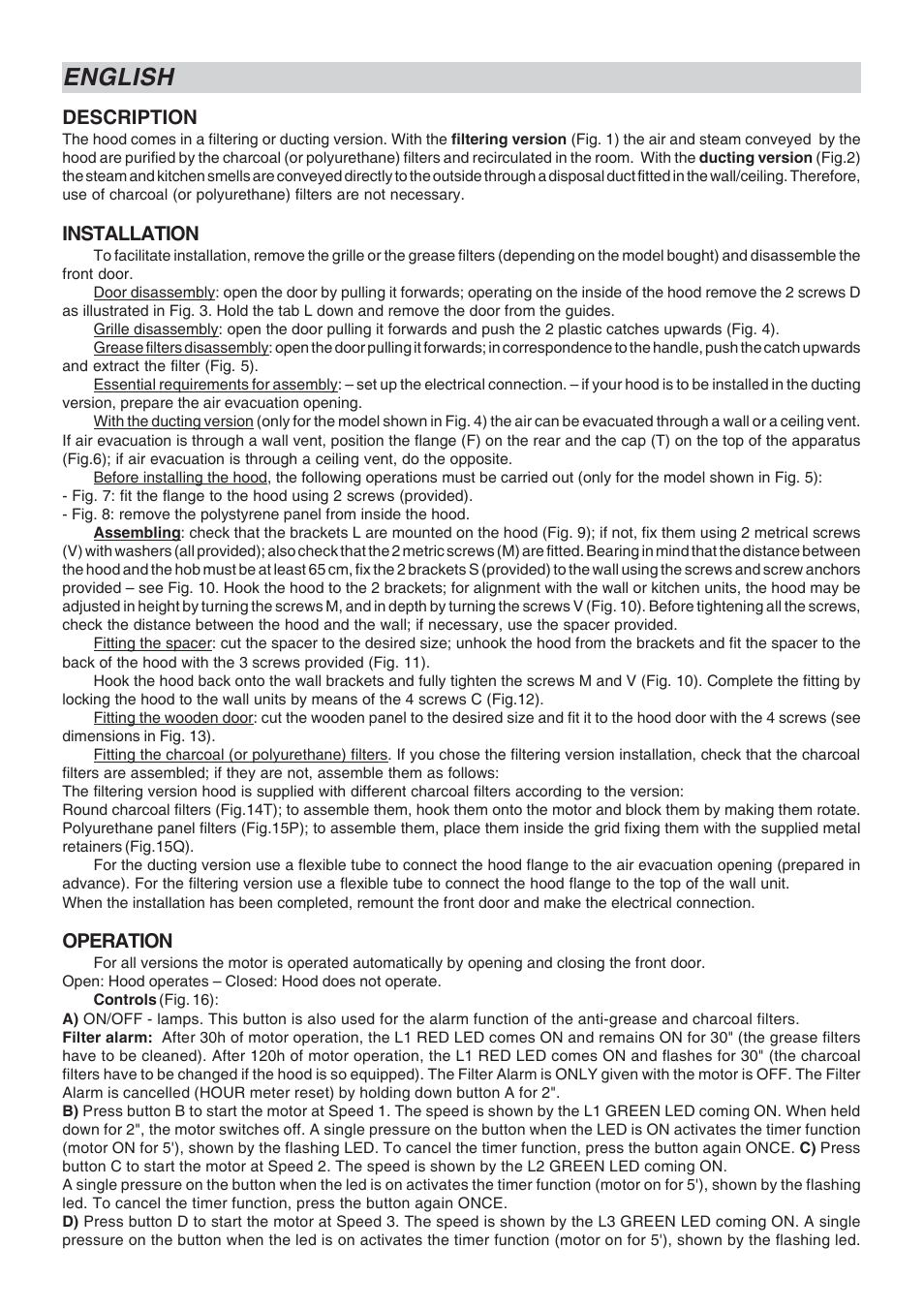 English, Description, Installation | Operation | Best GI203 User Manual | Page 3 / 20