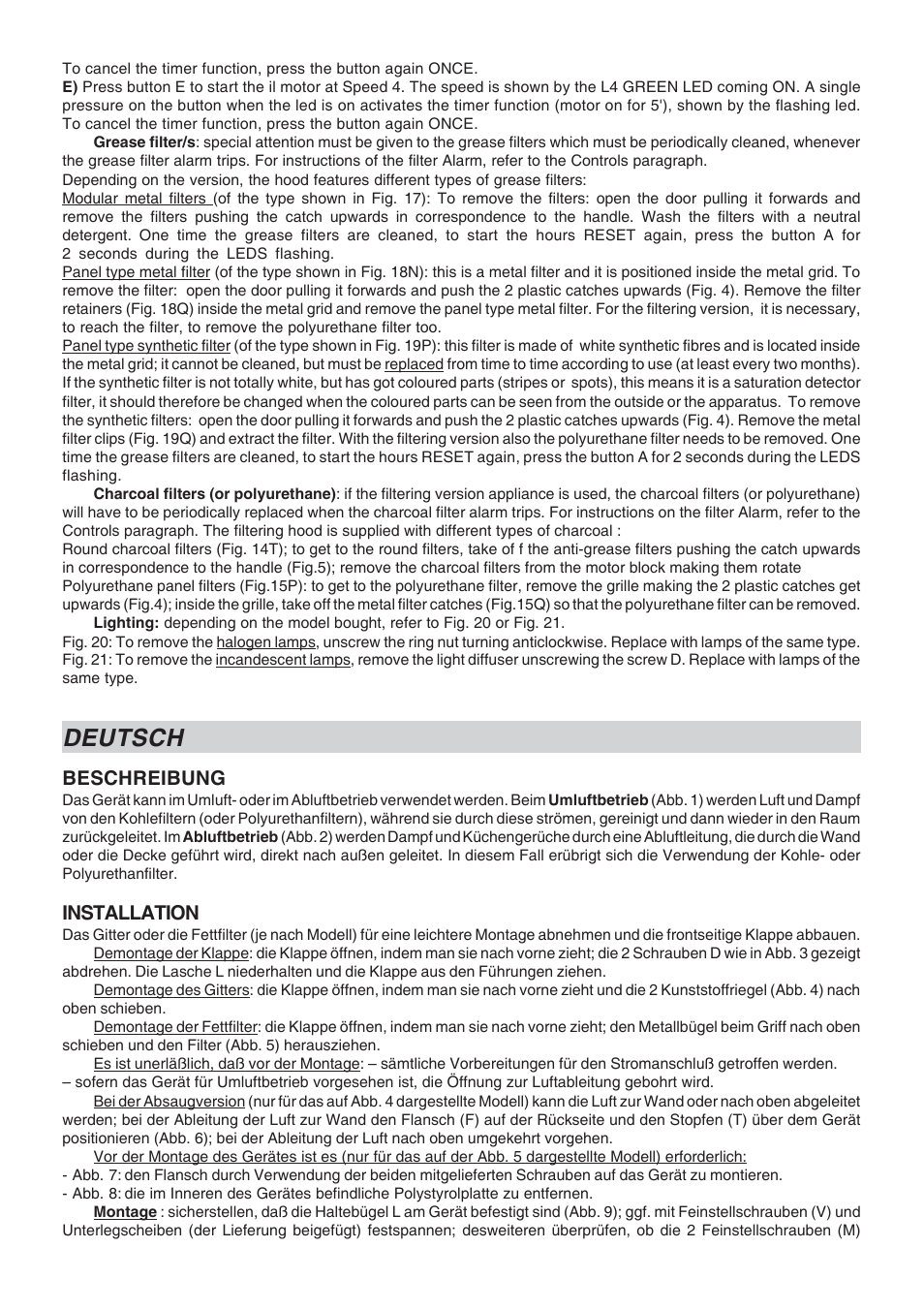 Deutsch, Beschreibung, Installation | Best GI203 User Manual | Page 4 / 20