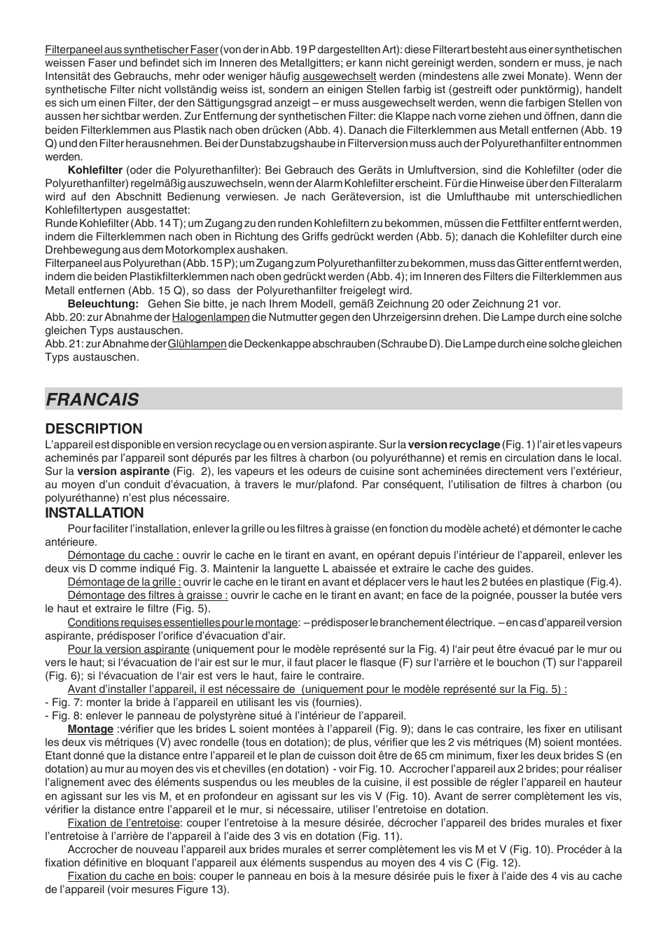 Francais, Description, Installation | Best GI203 User Manual | Page 6 / 20