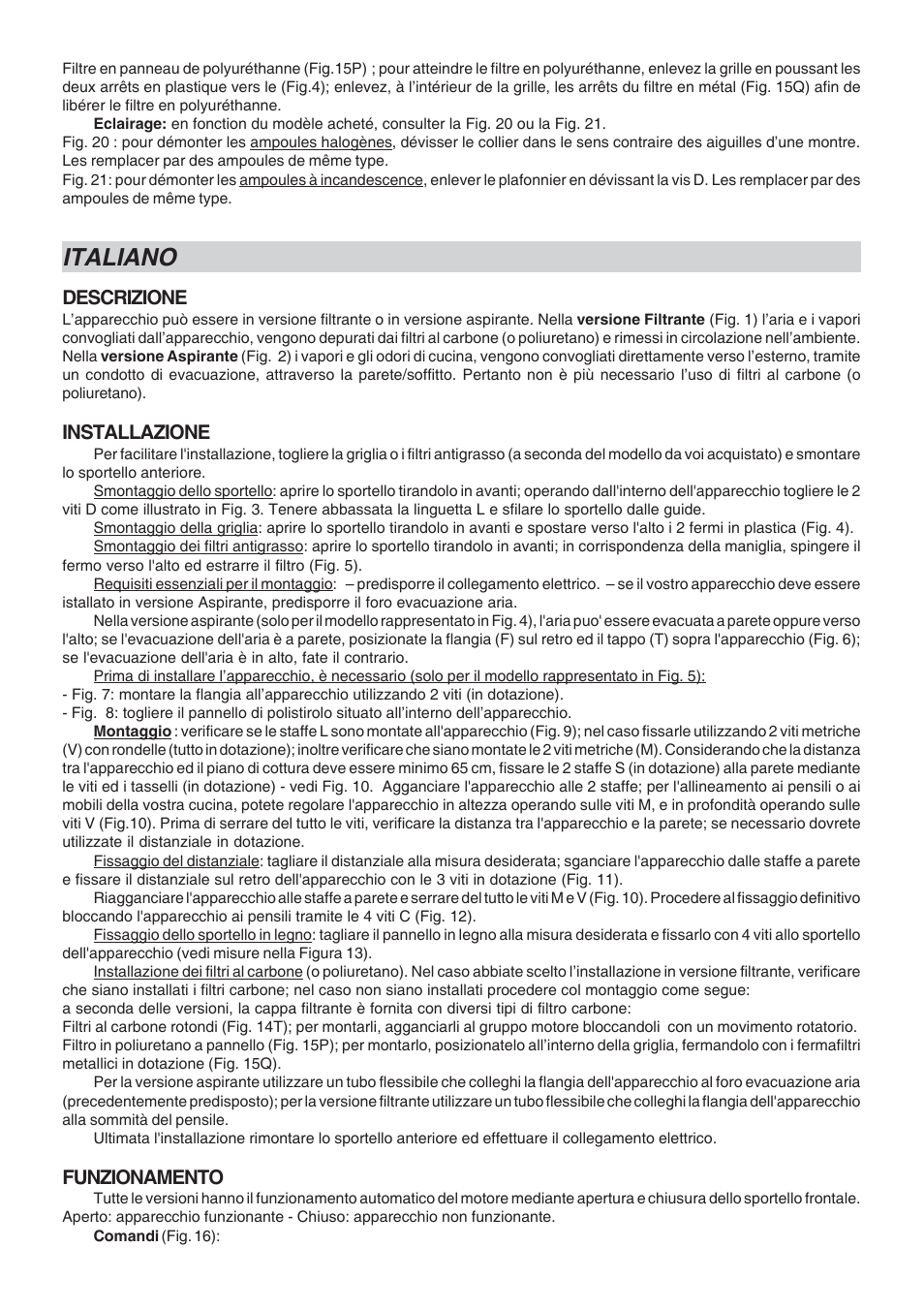 Italiano, Descrizione, Installazione | Funzionamento | Best GI203 User Manual | Page 8 / 20