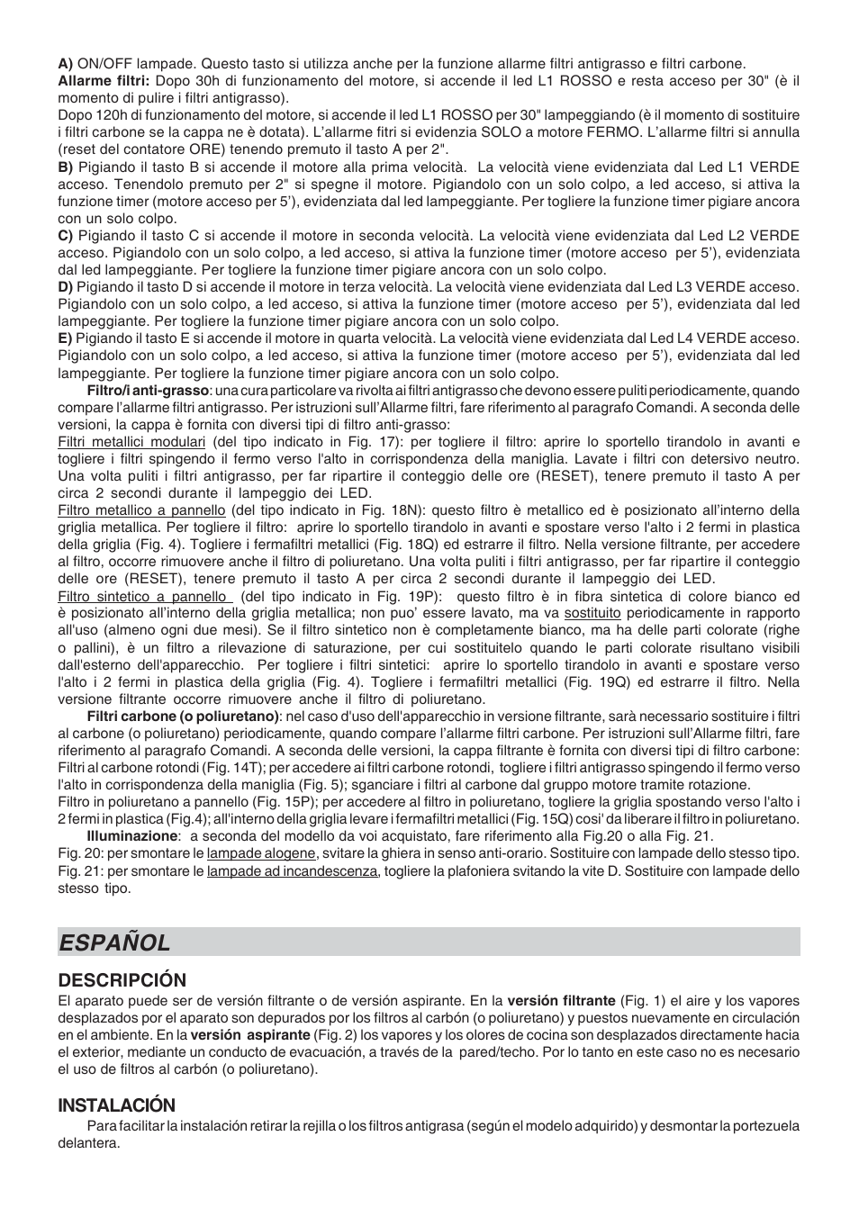 Español, Descripción, Instalación | Best GI203 User Manual | Page 9 / 20