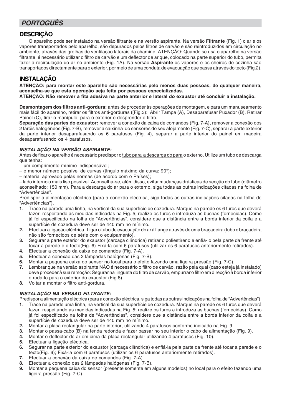 Portoguês, Descrição, Instalação | Best LIPSTICK User Manual | Page 12 / 20