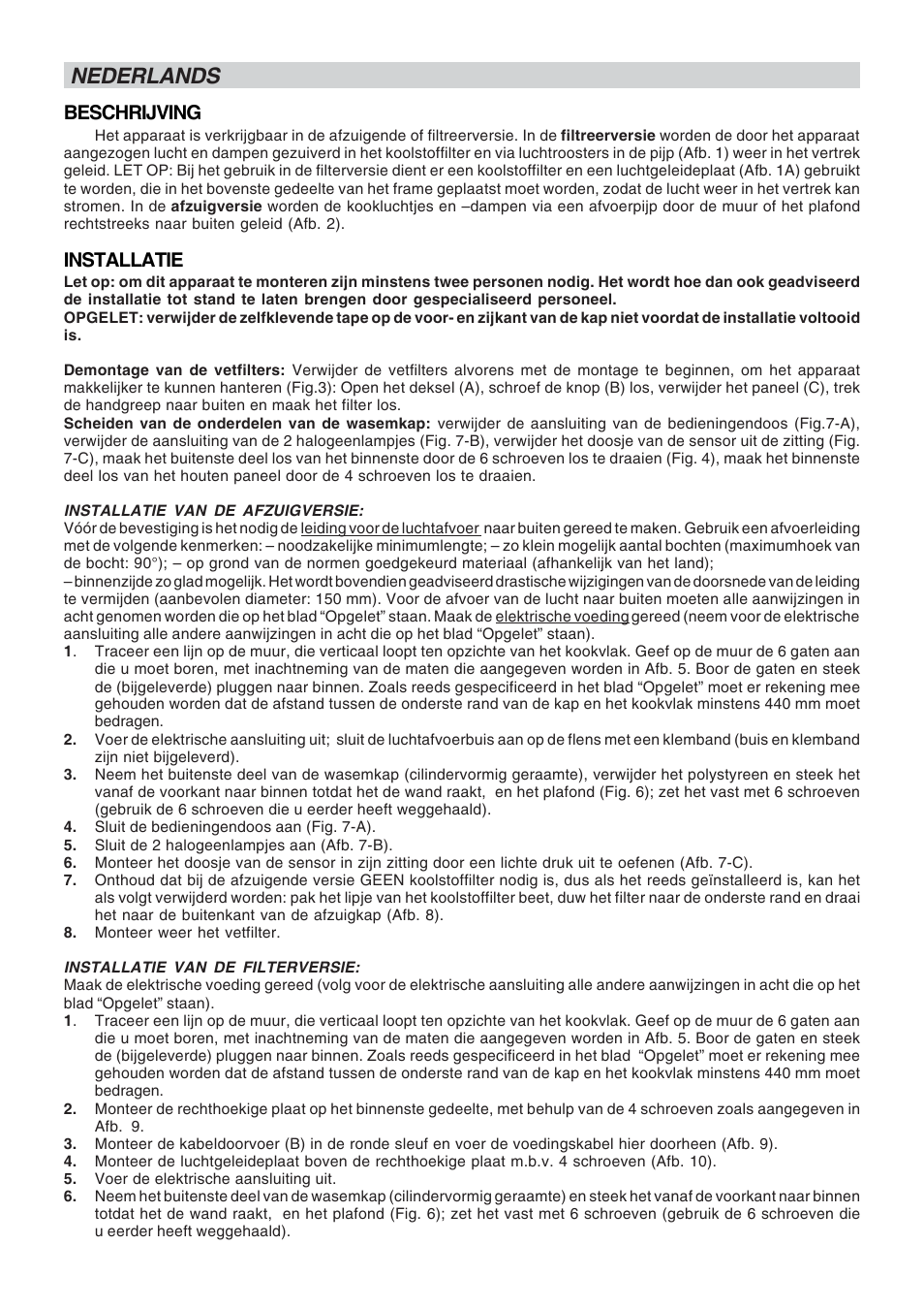 Nederlands, Beschrijving, Installatie | Best LIPSTICK User Manual | Page 14 / 20