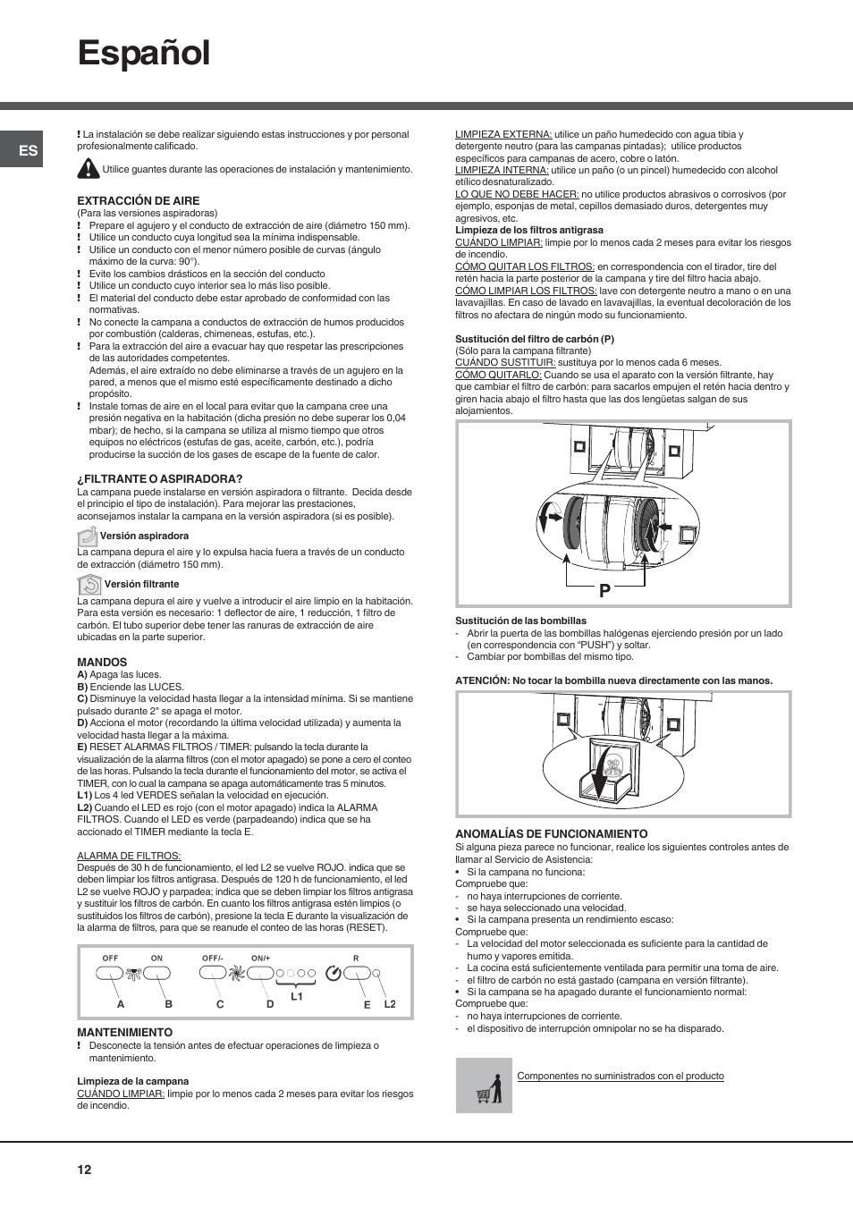 Español | Best KB700 User Manual | Page 12 / 16