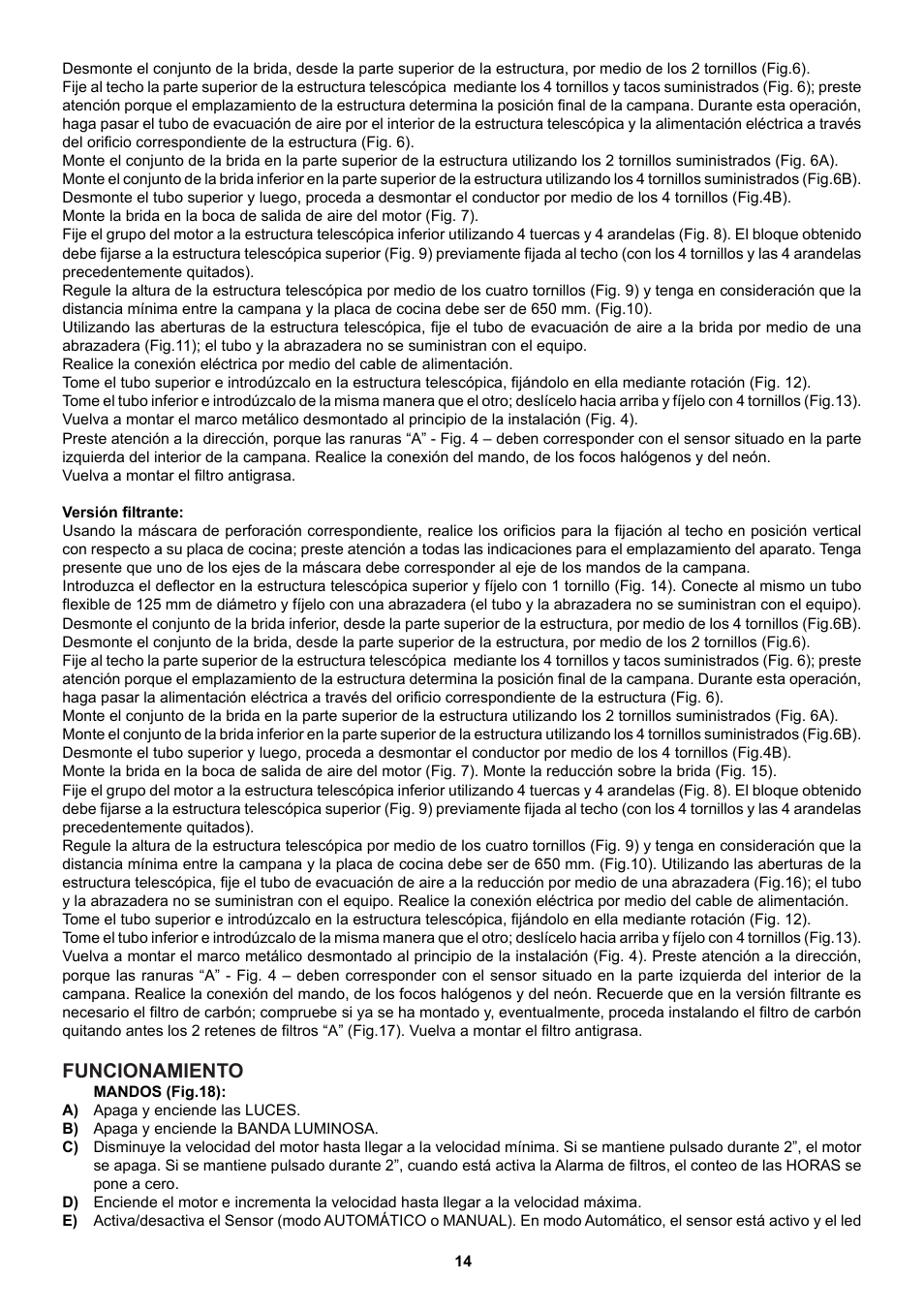 Funcionamiento | Best Lipari white User Manual | Page 14 / 28