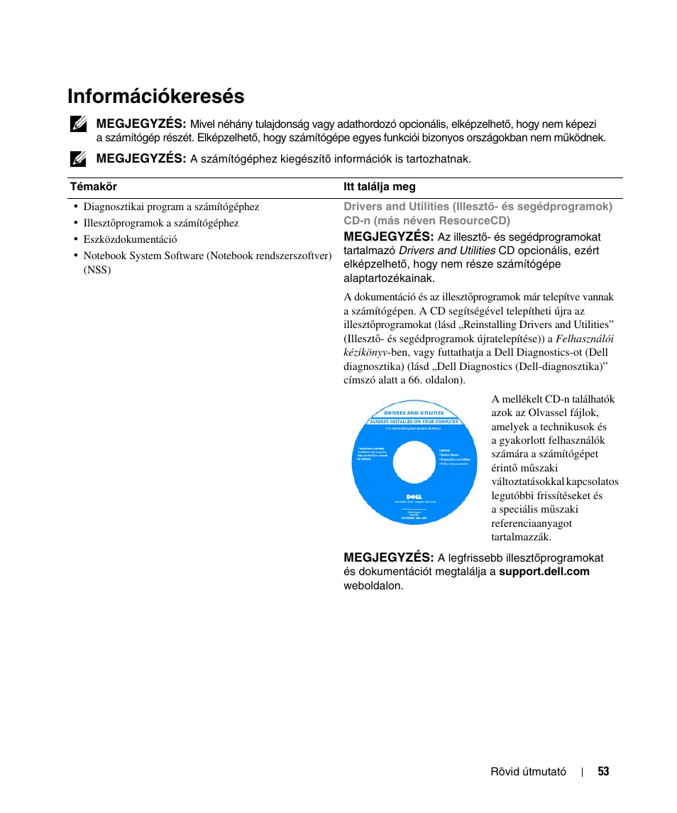 Információkeresés | Dell Latitude D520 User Manual | Page 53 / 124