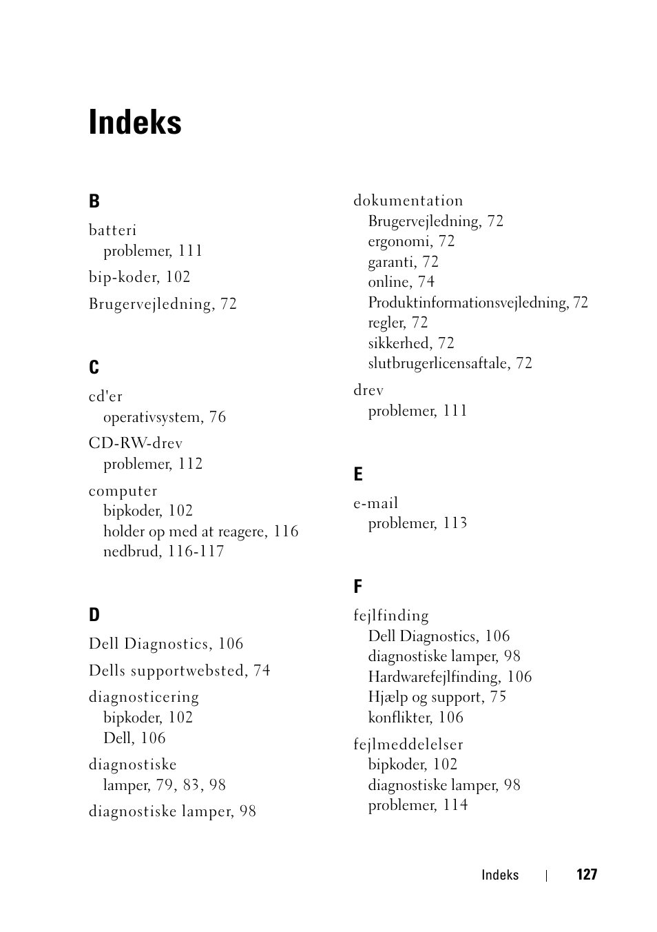 Indeks | Dell Precision T3400 User Manual | Page 127 / 608
