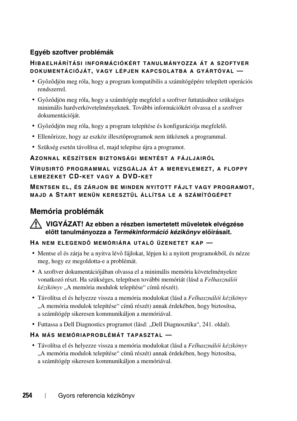 Memória problémák | Dell Precision T3400 User Manual | Page 254 / 608