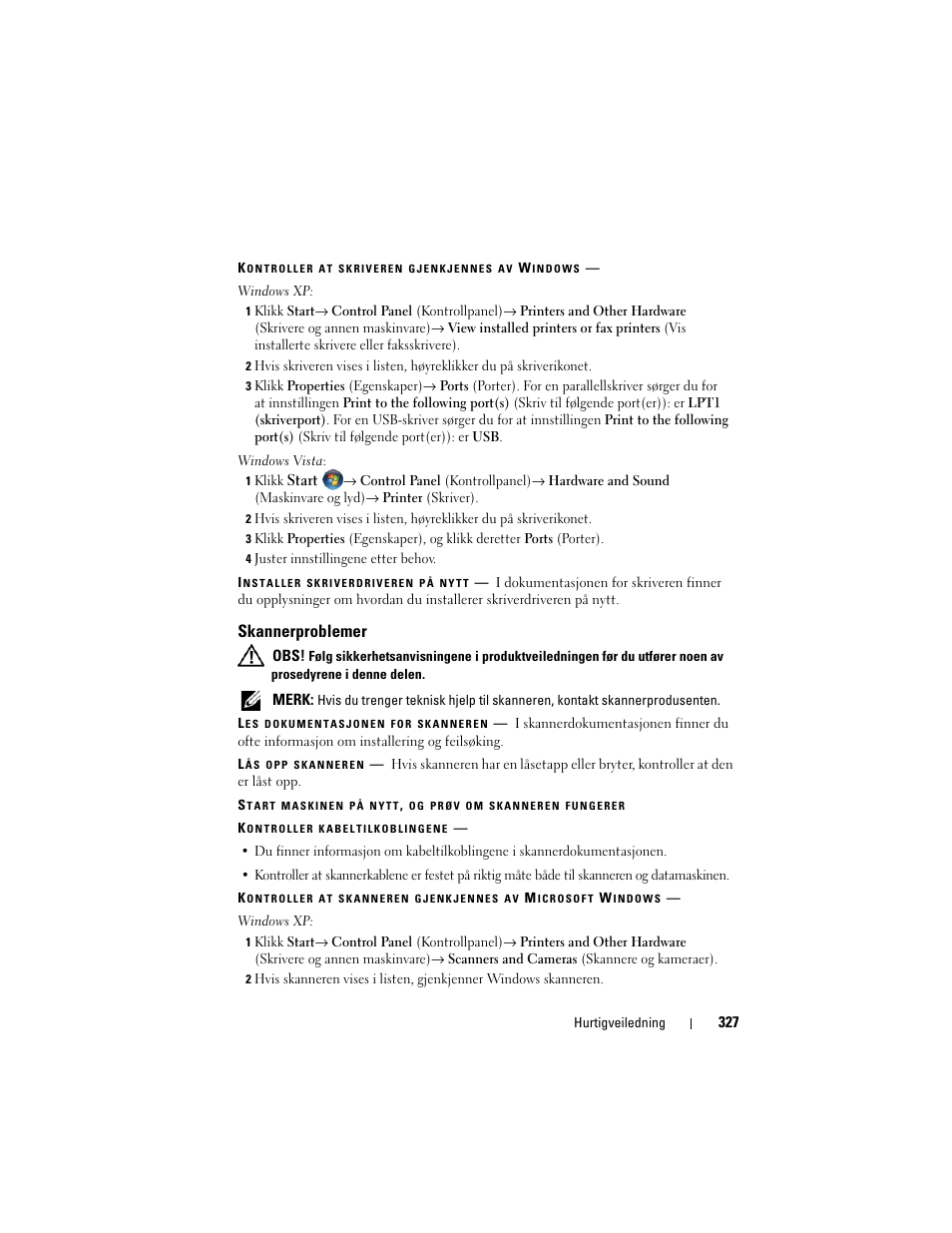 Skannerproblemer | Dell Precision T3400 User Manual | Page 327 / 608