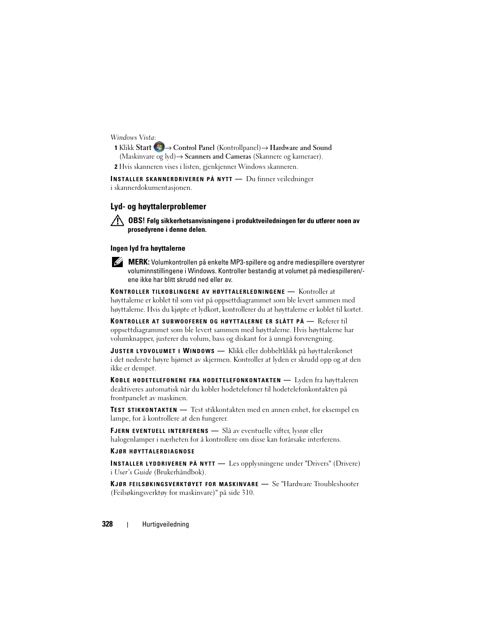 Lyd- og høyttalerproblemer | Dell Precision T3400 User Manual | Page 328 / 608