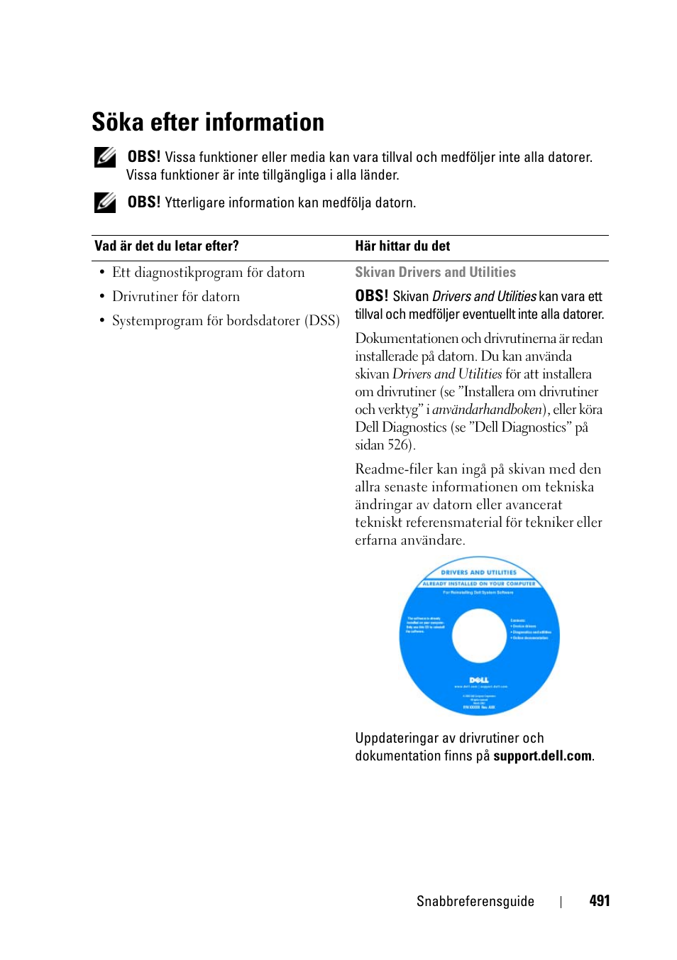 Söka efter information | Dell Precision T3400 User Manual | Page 491 / 608