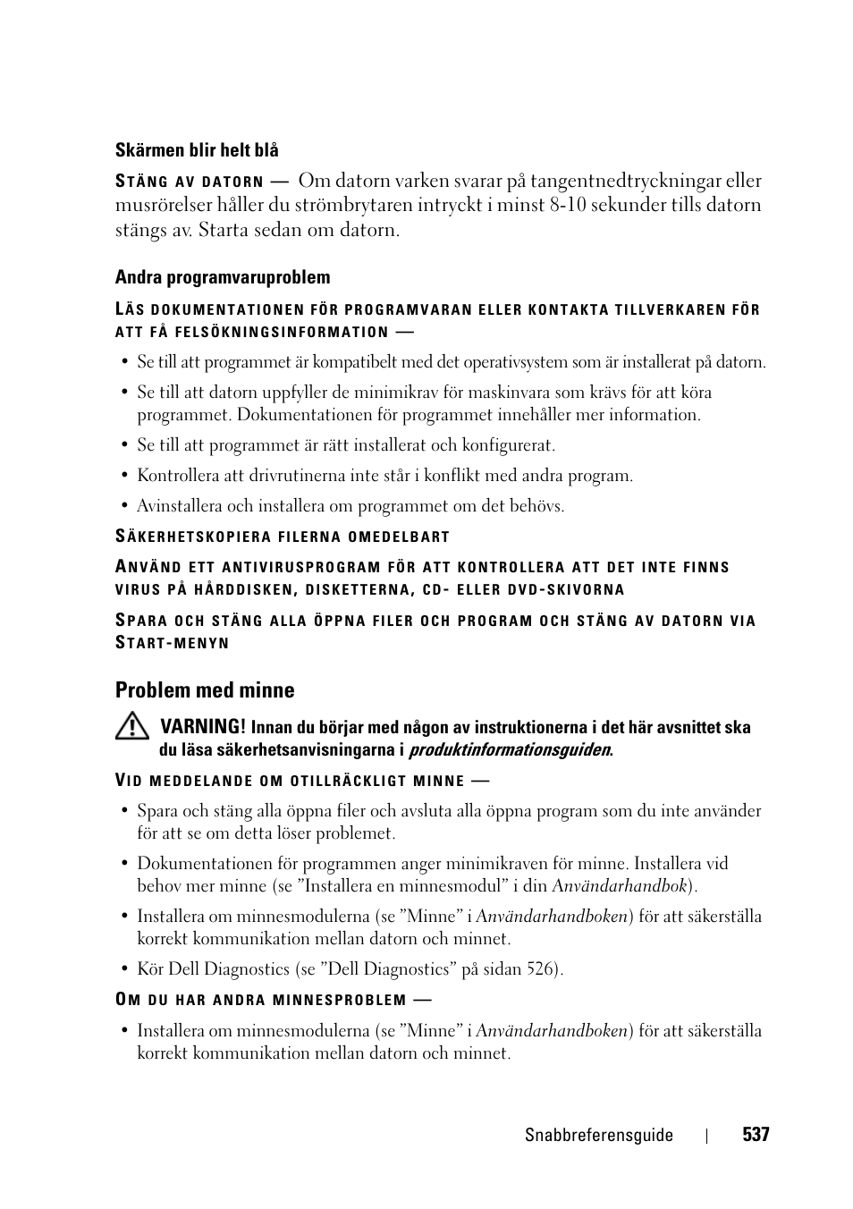 Problem med minne | Dell Precision T3400 User Manual | Page 537 / 608