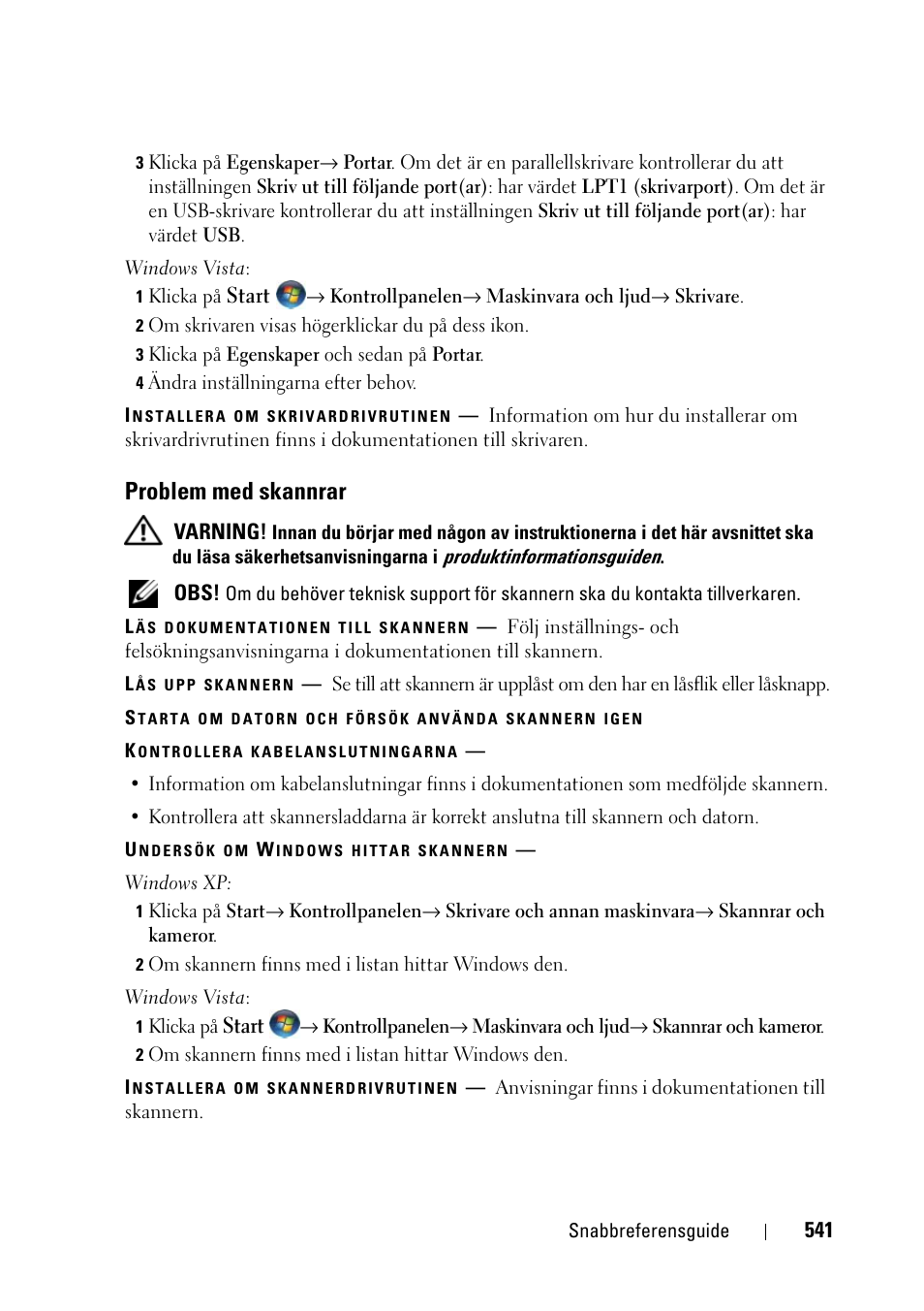 Problem med skannrar | Dell Precision T3400 User Manual | Page 541 / 608