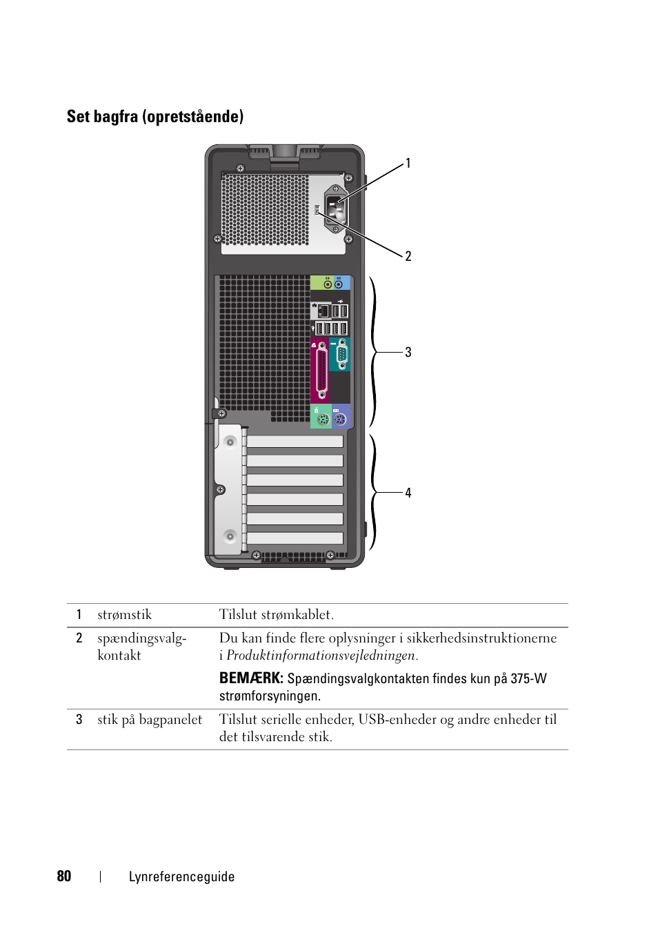 Set bagfra (opretstående) | Dell Precision T3400 User Manual | Page 80 / 608