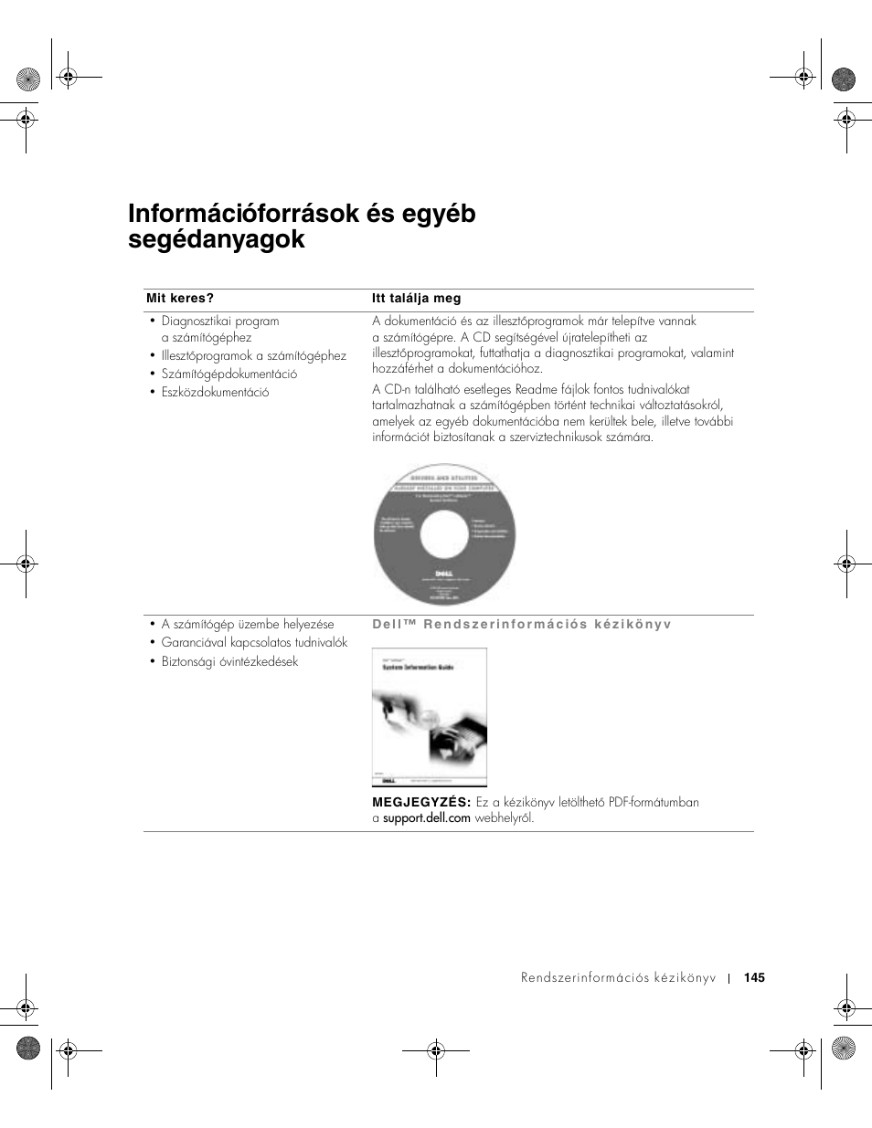 Információforrások és egyéb segédanyagok | Dell Latitude X300 User Manual | Page 147 / 346