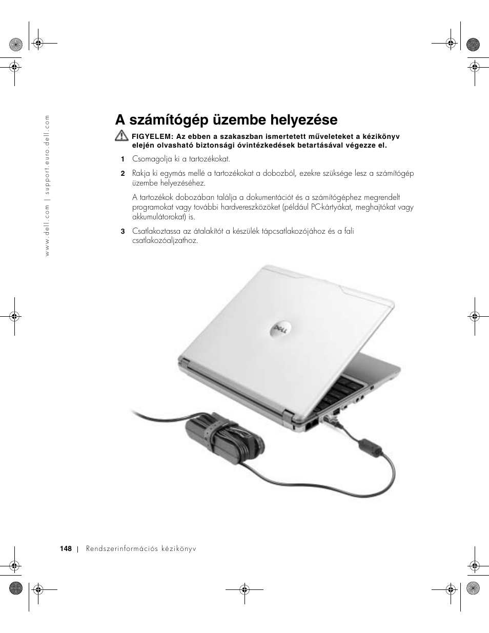 A számítógép üzembe helyezése | Dell Latitude X300 User Manual | Page 150 / 346