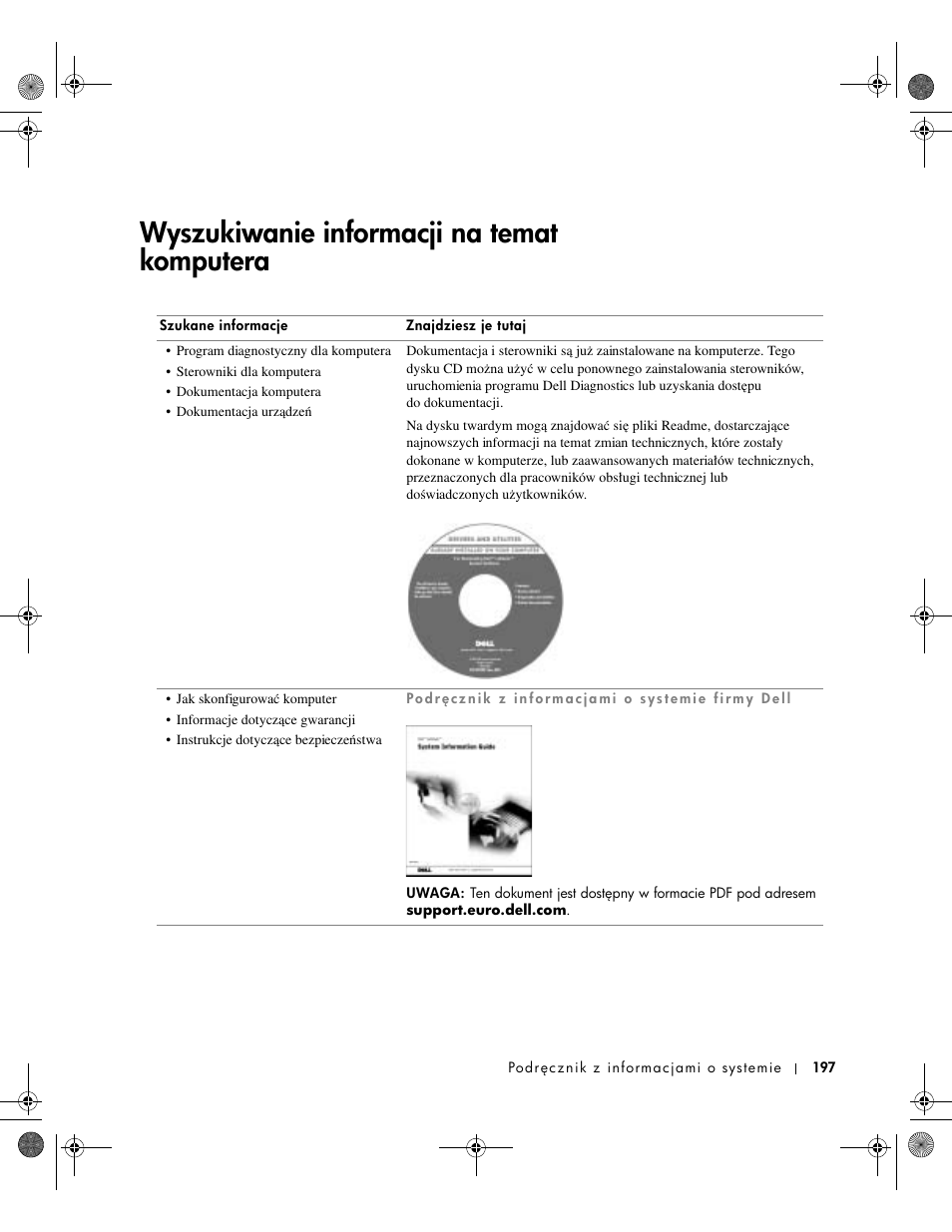 Wyszukiwanie informacji na temat komputera | Dell Latitude X300 User Manual | Page 199 / 346