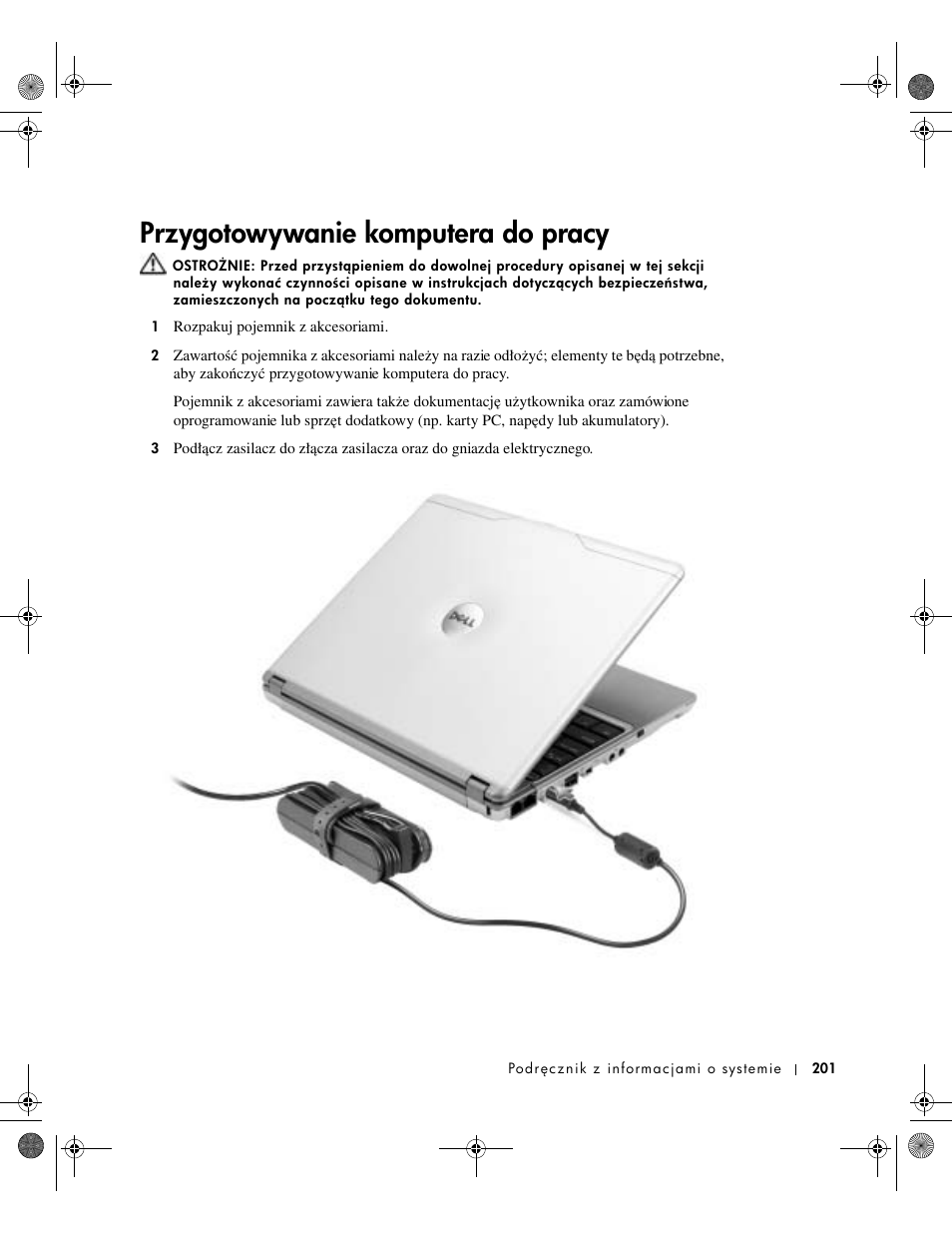 Przygotowywanie komputera do pracy | Dell Latitude X300 User Manual | Page 203 / 346
