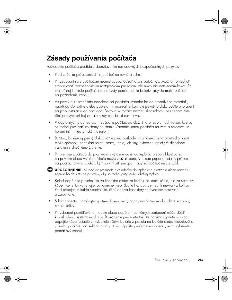 Zásady používania počítača | Dell Latitude X300 User Manual | Page 249 / 346