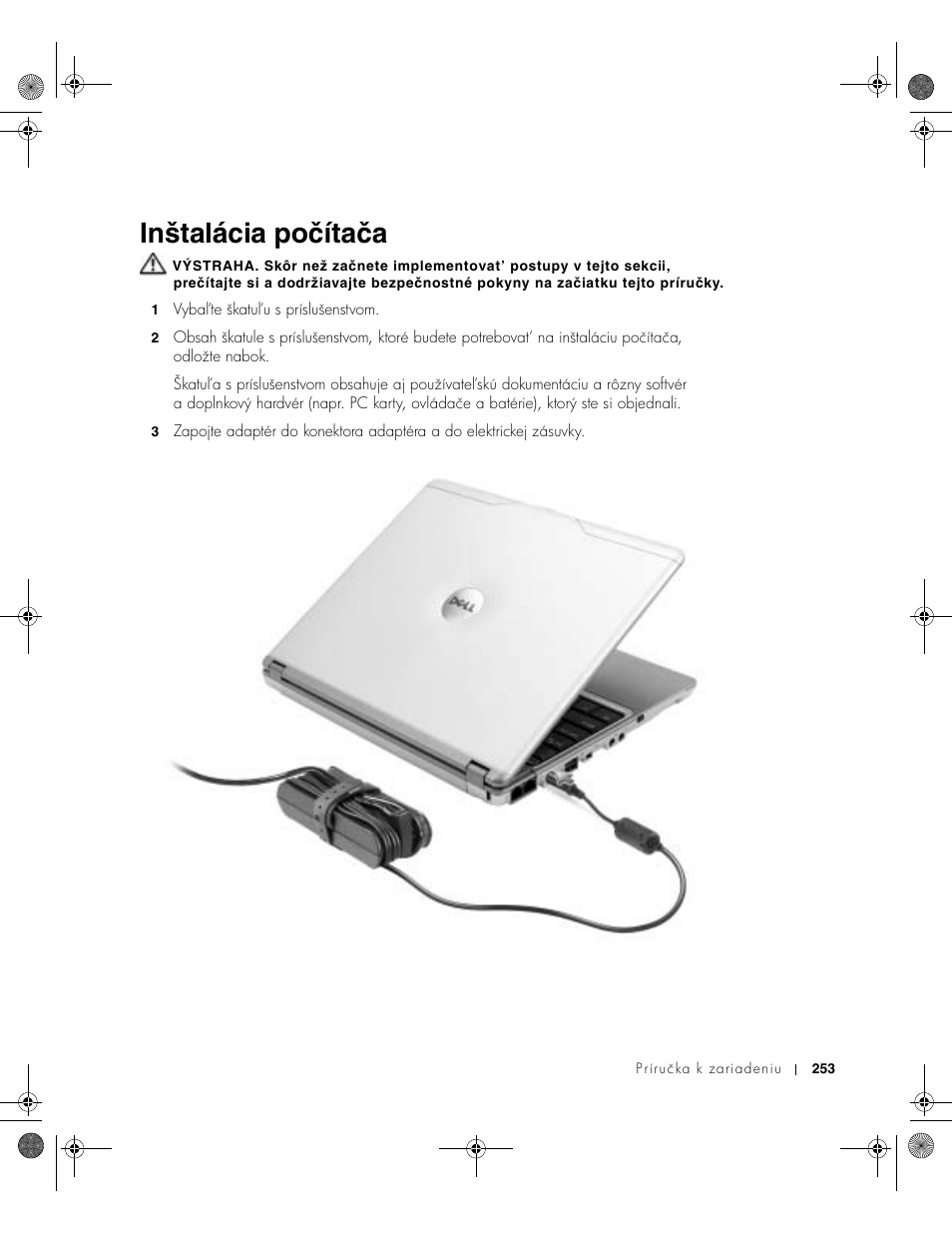 Inštalácia počítača | Dell Latitude X300 User Manual | Page 255 / 346