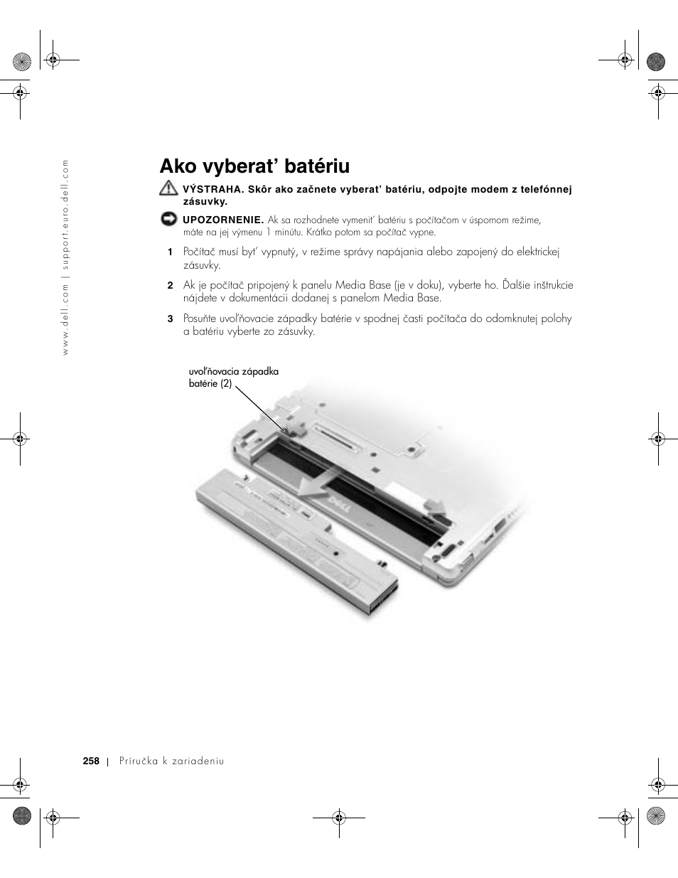 Ako vyberat’ batériu | Dell Latitude X300 User Manual | Page 260 / 346