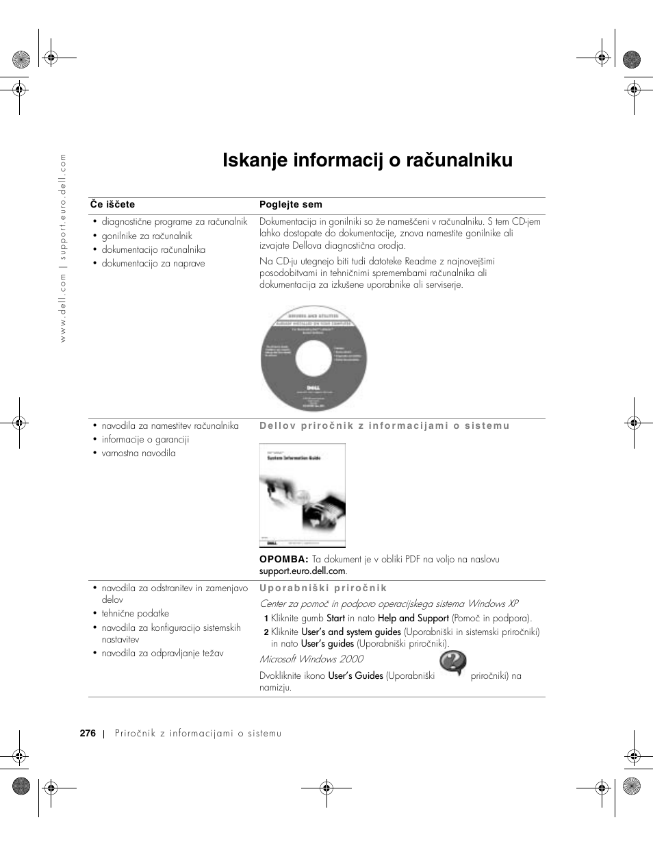 Iskanje informacij o računalniku | Dell Latitude X300 User Manual | Page 278 / 346