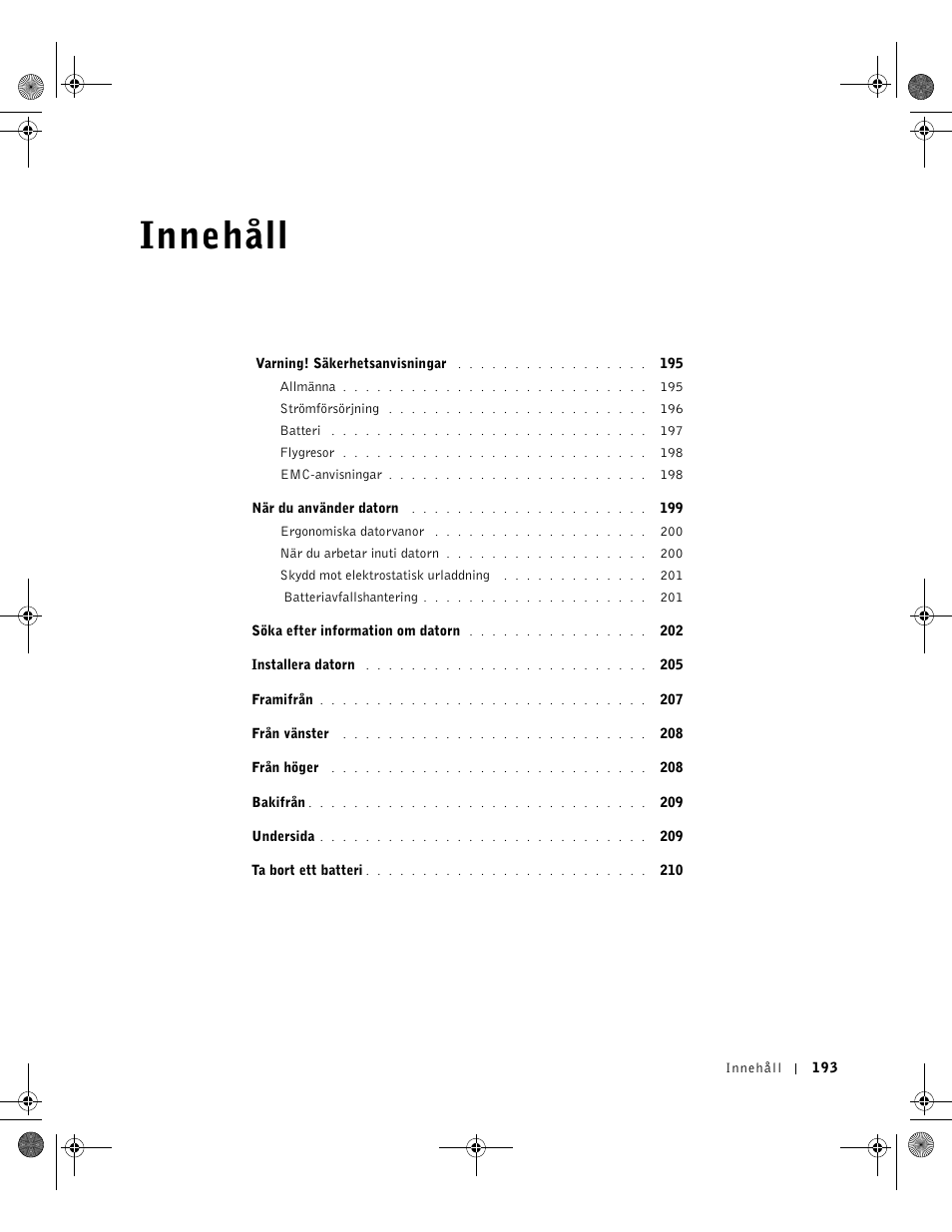 Innehåll | Dell Latitude X300 User Manual | Page 295 / 346