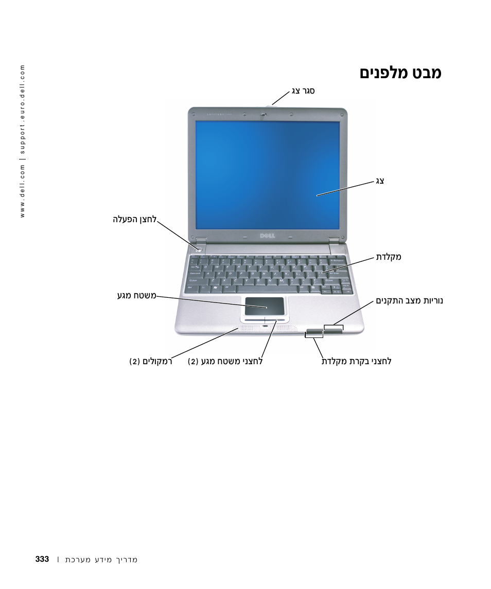 מבט מלפנים, Мищпу л·у | Dell Latitude X300 User Manual | Page 328 / 346