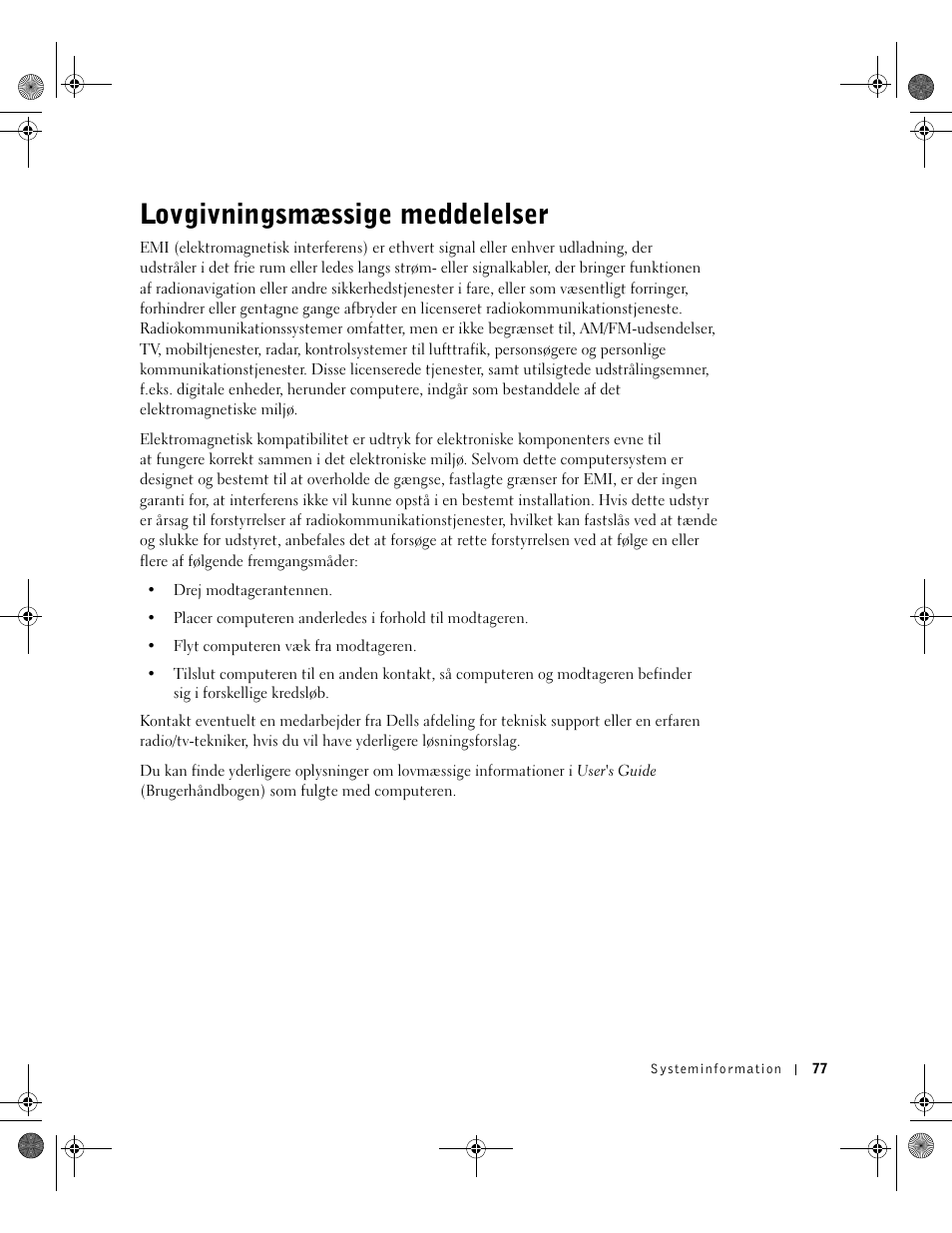 Lovgivningsmæssige meddelelser | Dell Latitude X300 User Manual | Page 79 / 346
